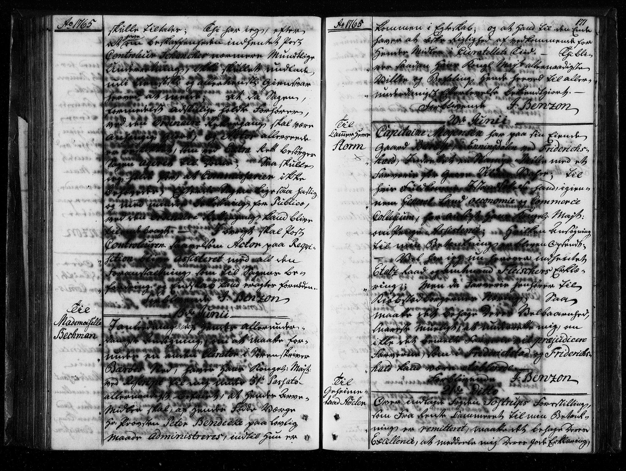 Stattholderembetet 1572-1771, AV/RA-EA-2870/Bf/L0004: Stattholderprotokoll (allmenn kopibok), 1764-1765, p. 170b-171a