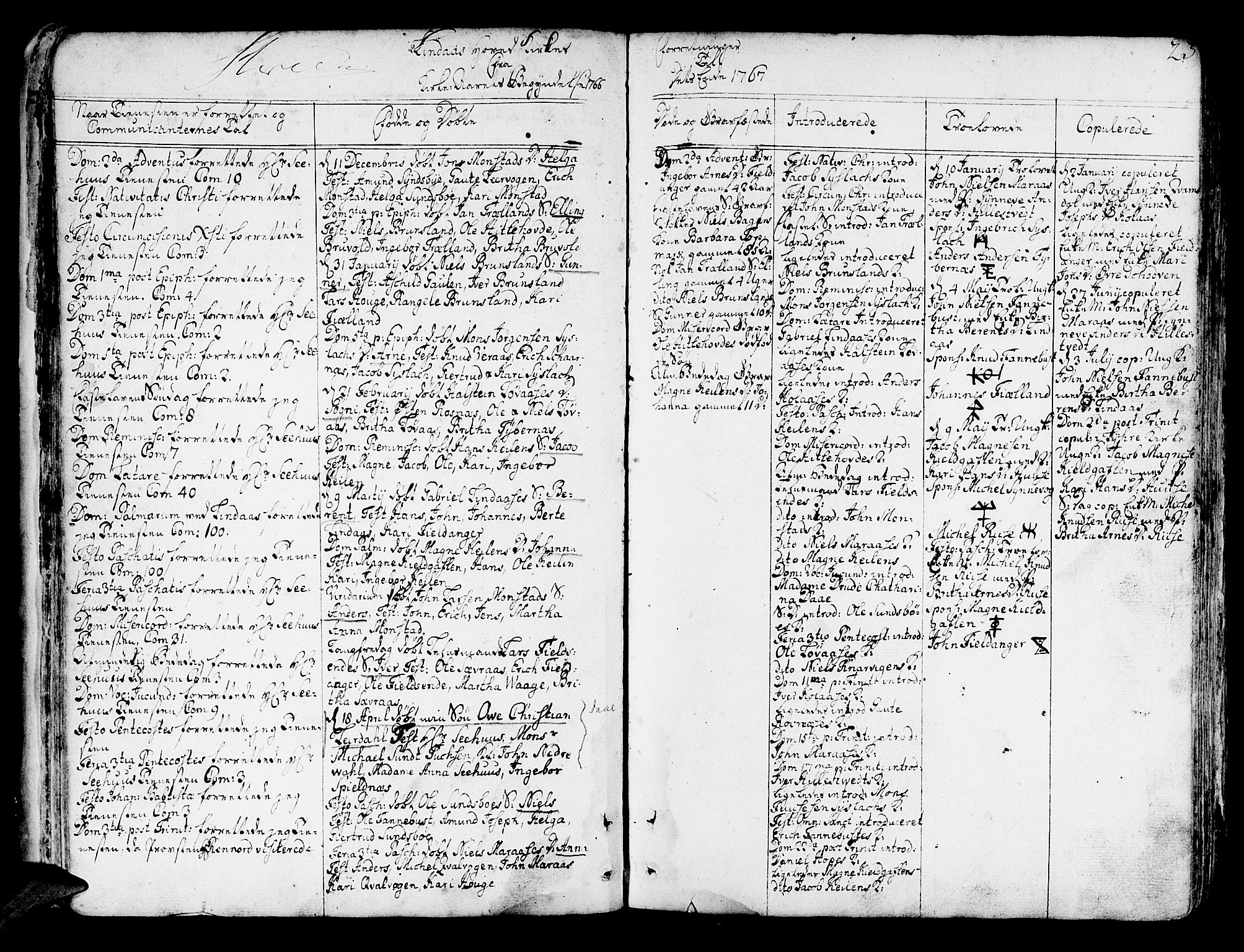 Lindås Sokneprestembete, SAB/A-76701/H/Haa: Parish register (official) no. A 4, 1764-1791, p. 23