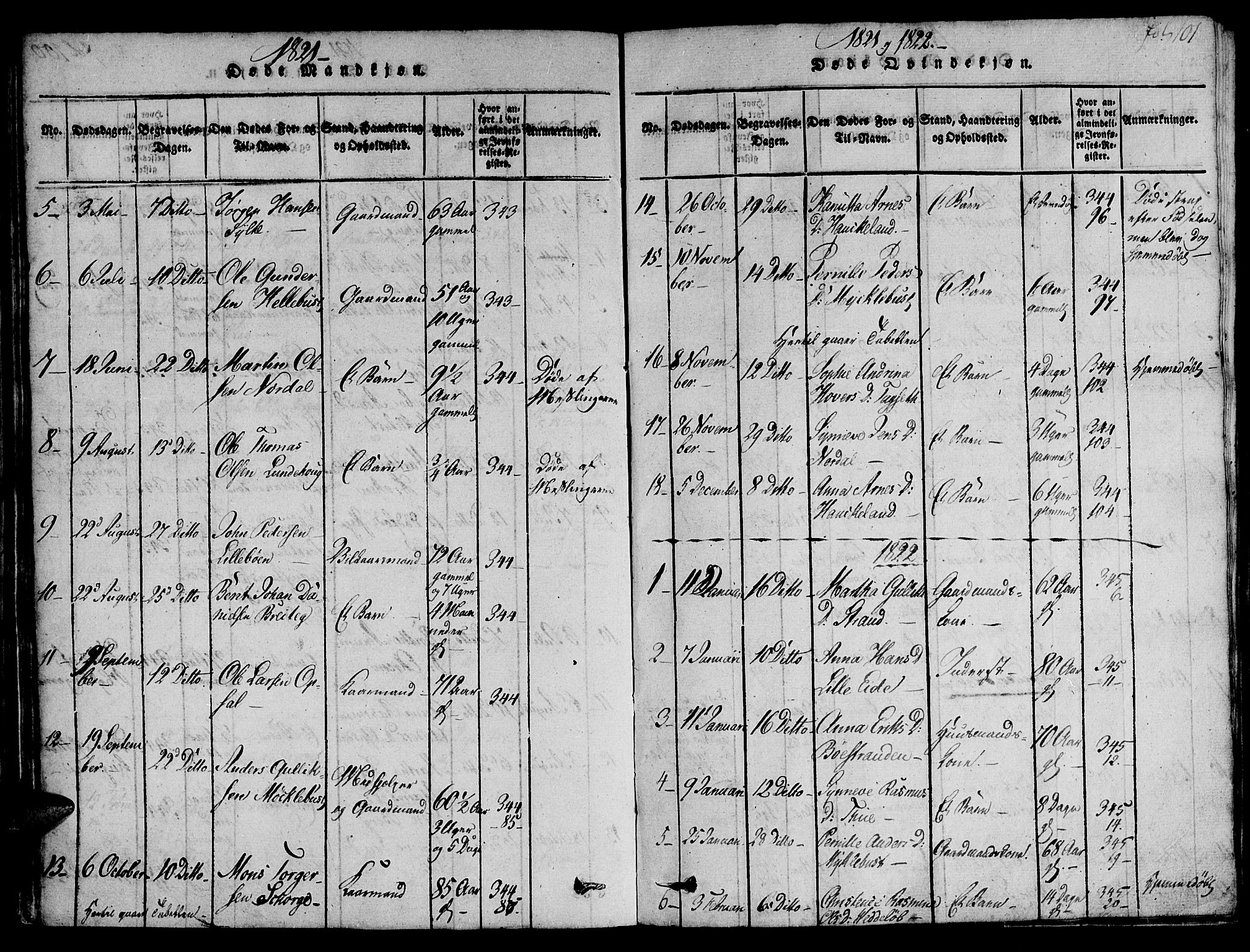 Ministerialprotokoller, klokkerbøker og fødselsregistre - Møre og Romsdal, AV/SAT-A-1454/501/L0004: Parish register (official) no. 501A04, 1816-1831, p. 101