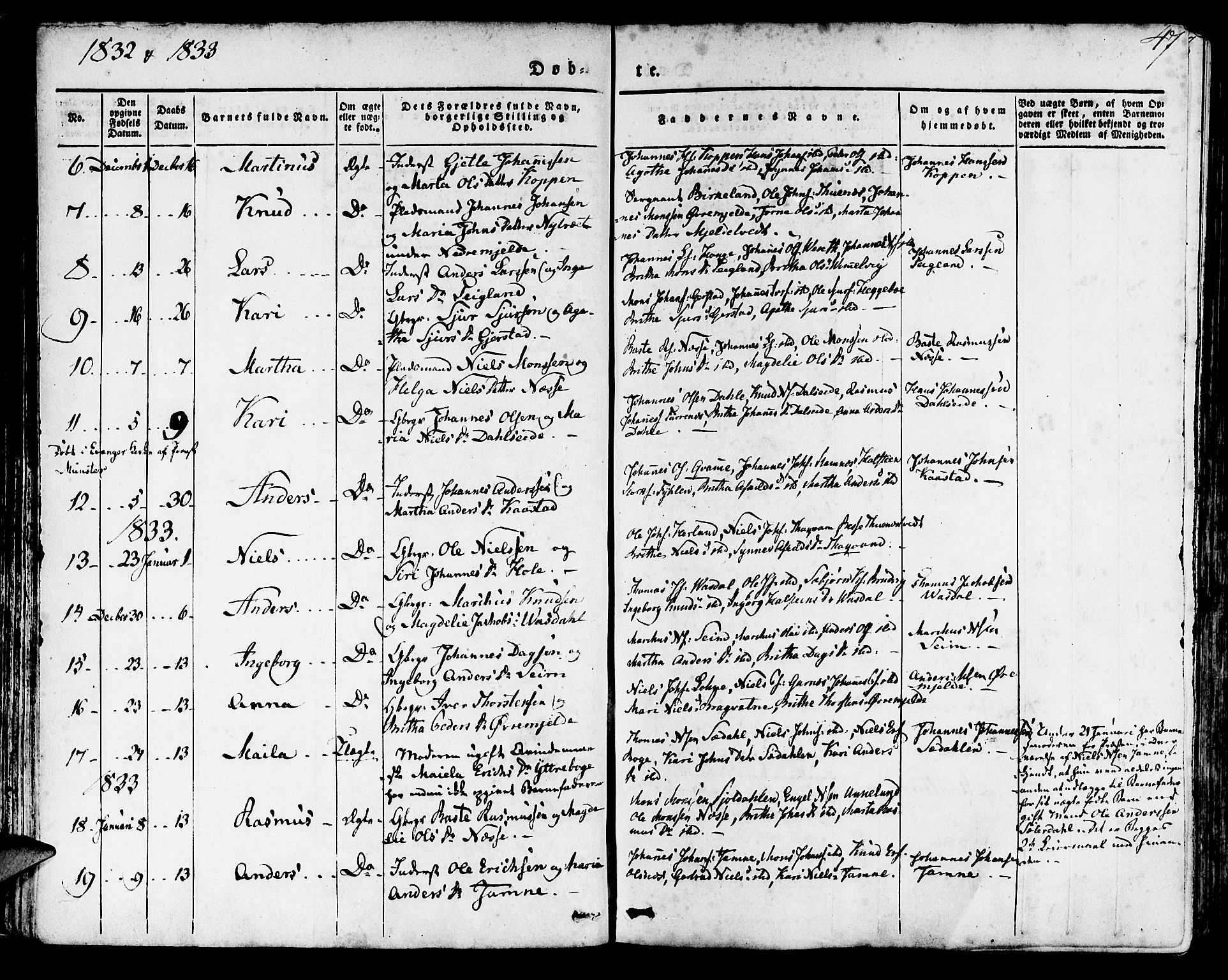 Haus sokneprestembete, AV/SAB-A-75601/H/Haa: Parish register (official) no. A 14, 1827-1838, p. 47