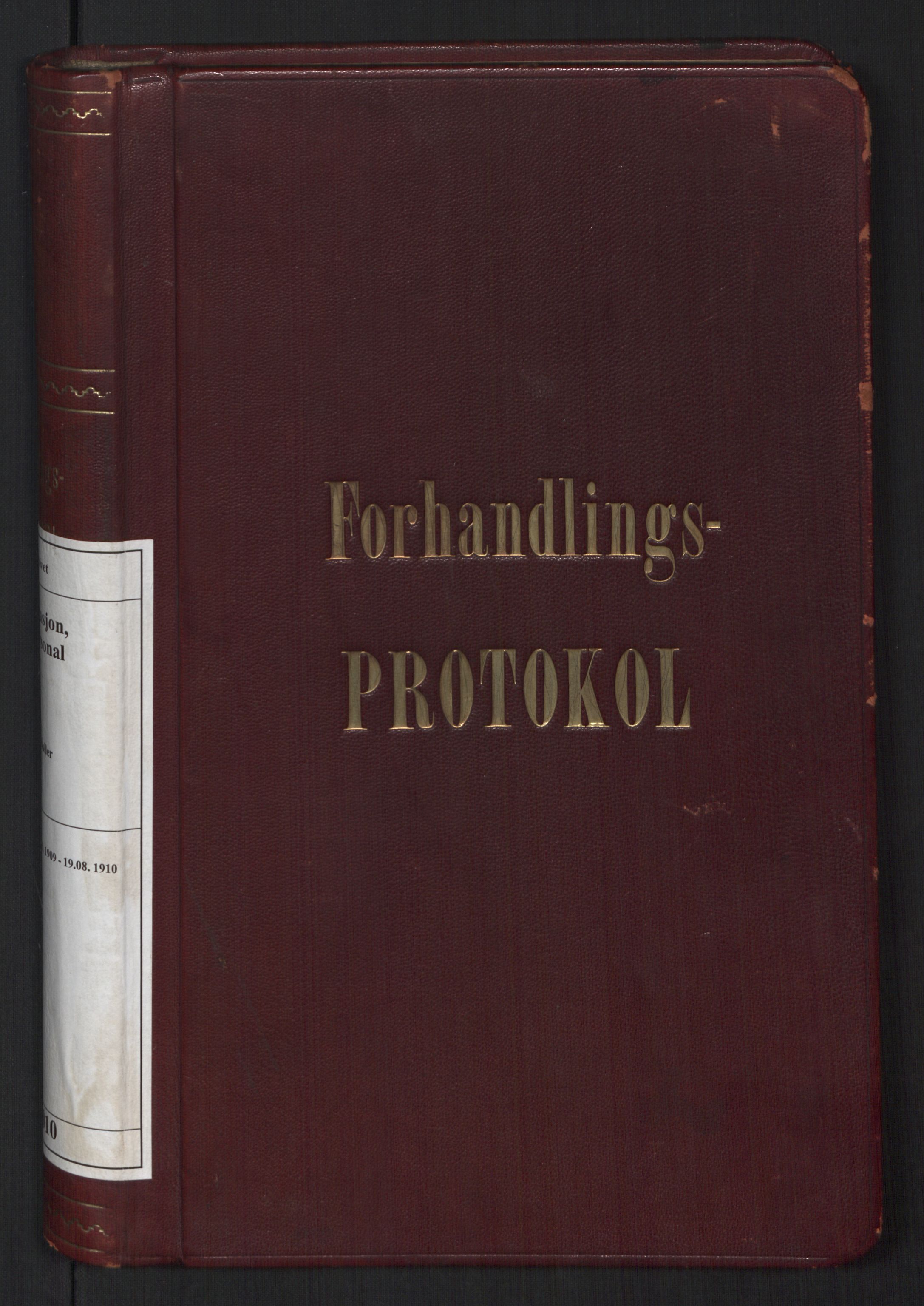 Norges statsbaner, Administrasjons- økonomi- og personalavdelingen, AV/RA-S-3412/A/Aa/L0010: Forhandlingsprotokoll, 1909-1910