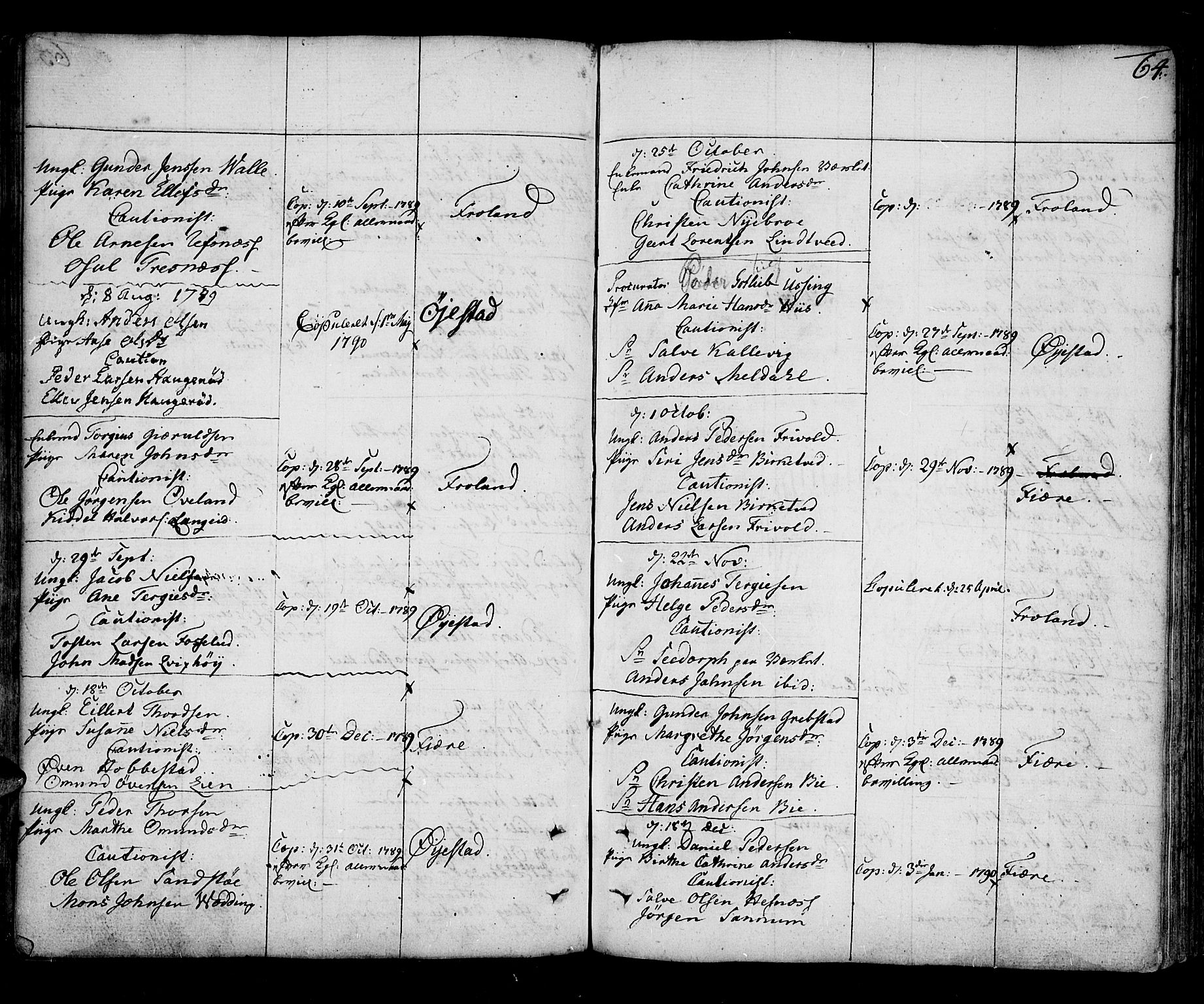 Øyestad sokneprestkontor, SAK/1111-0049/F/Fa/L0009: Parish register (official) no. A 9, 1778-1808, p. 64