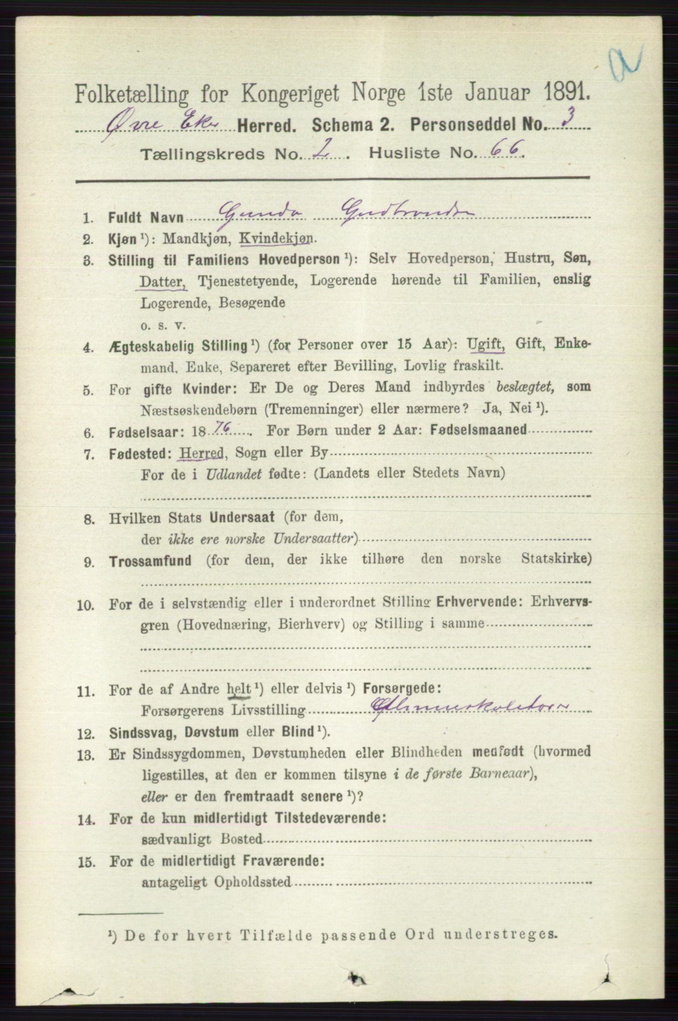 RA, 1891 census for 0624 Øvre Eiker, 1891, p. 916