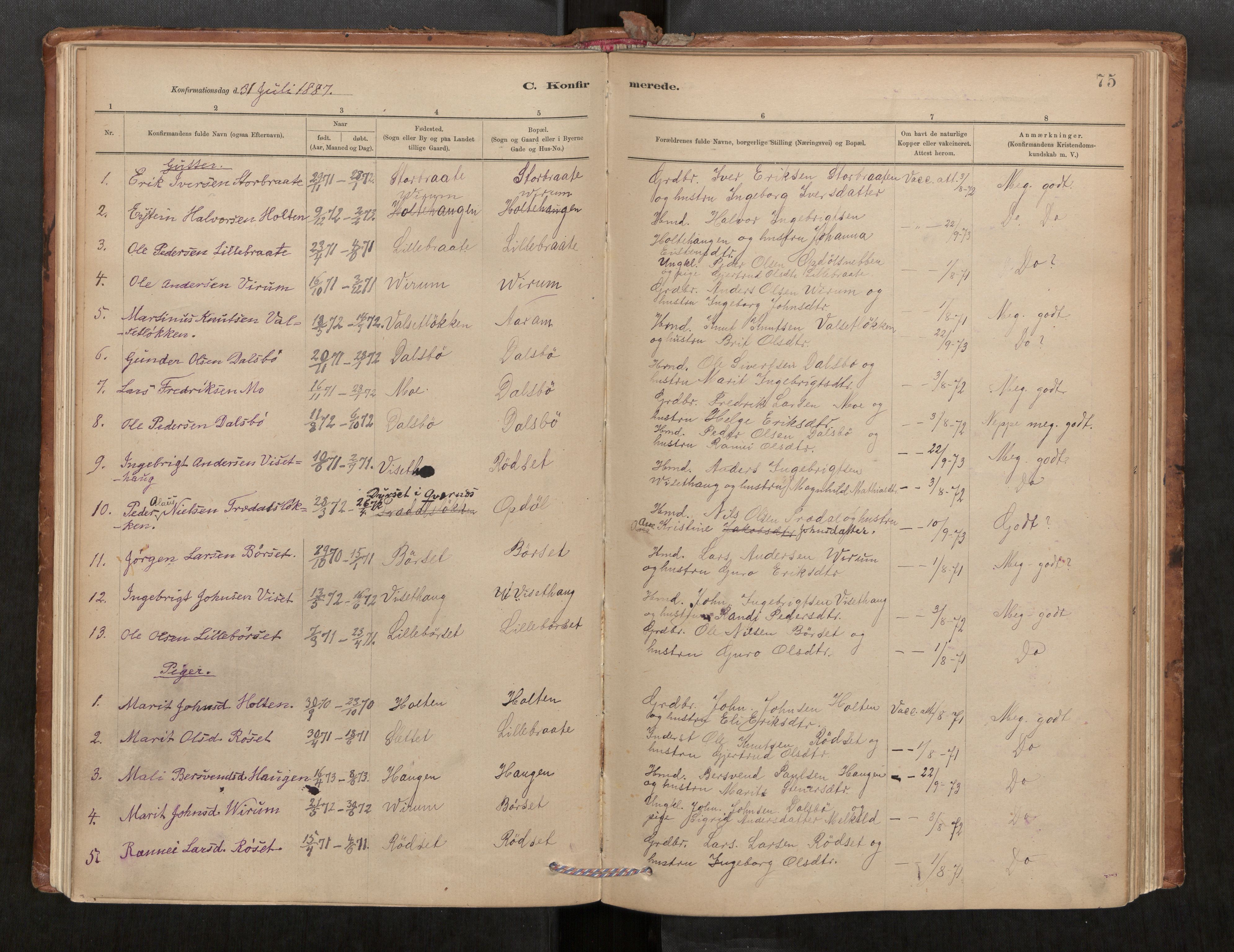 Parish register (official) no. 1, 1886-1908, p. 75