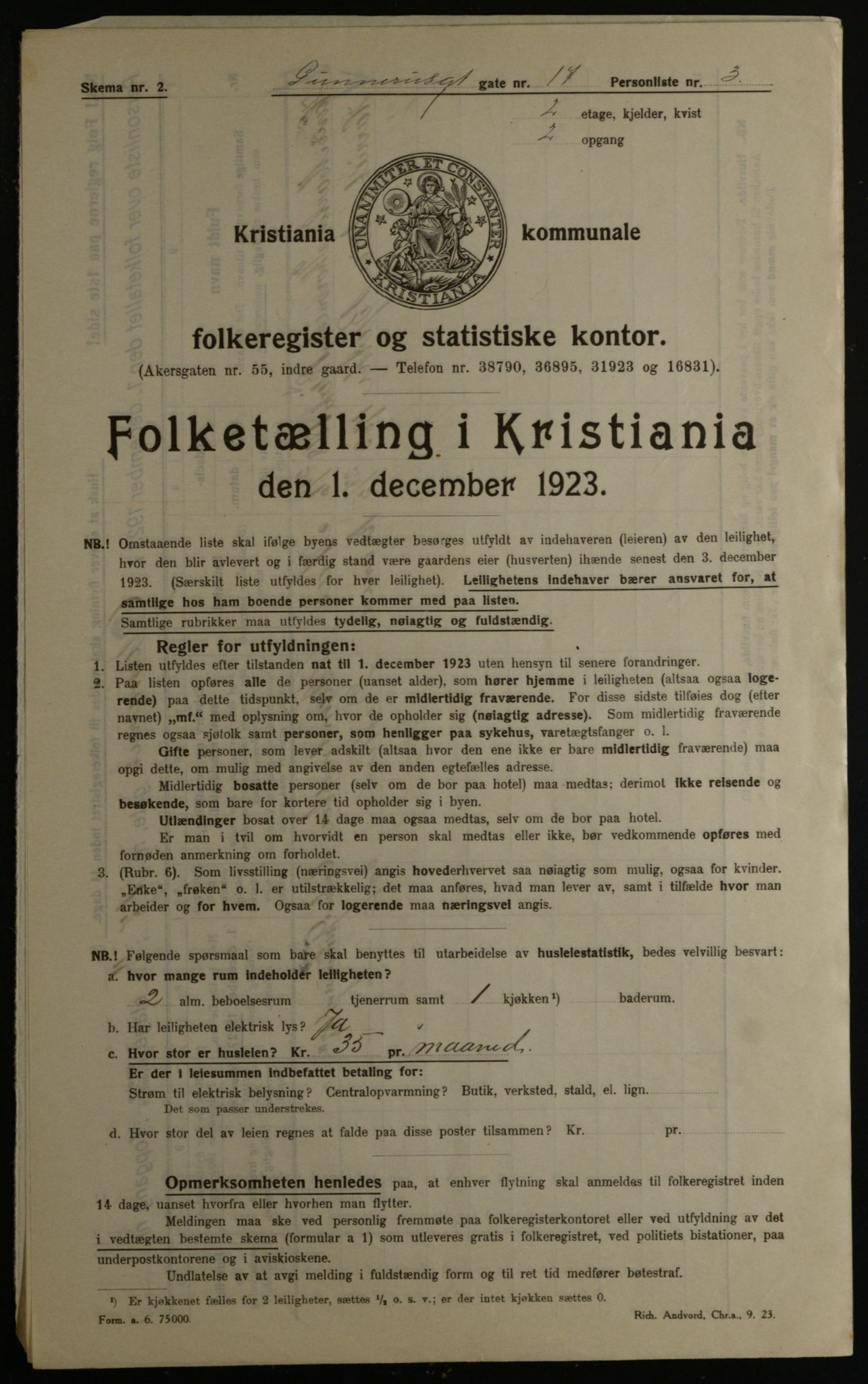 OBA, Municipal Census 1923 for Kristiania, 1923, p. 6197