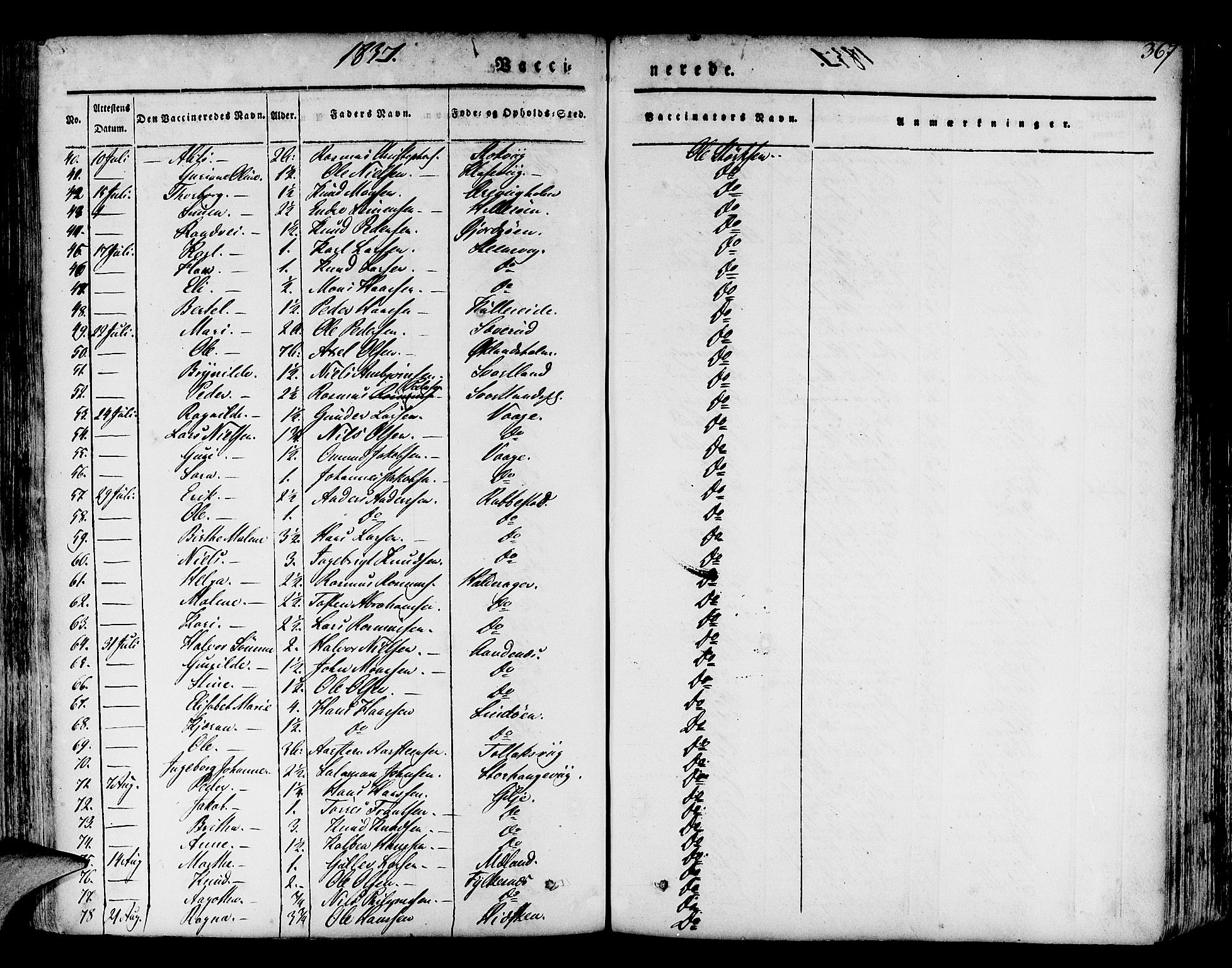 Finnås sokneprestembete, AV/SAB-A-99925/H/Ha/Haa/Haaa/L0006: Parish register (official) no. A 6, 1836-1850, p. 367