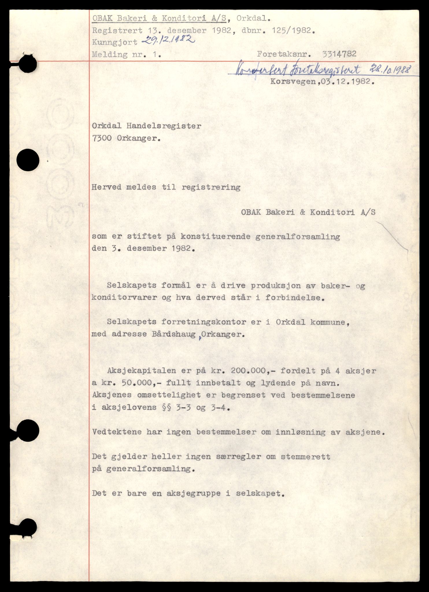 Orkdal sorenskriveri, SAT/A-4169/2/J/Jc/Jce/L0003: Aksjeselskap, O-Å, 1944-1990, p. 1