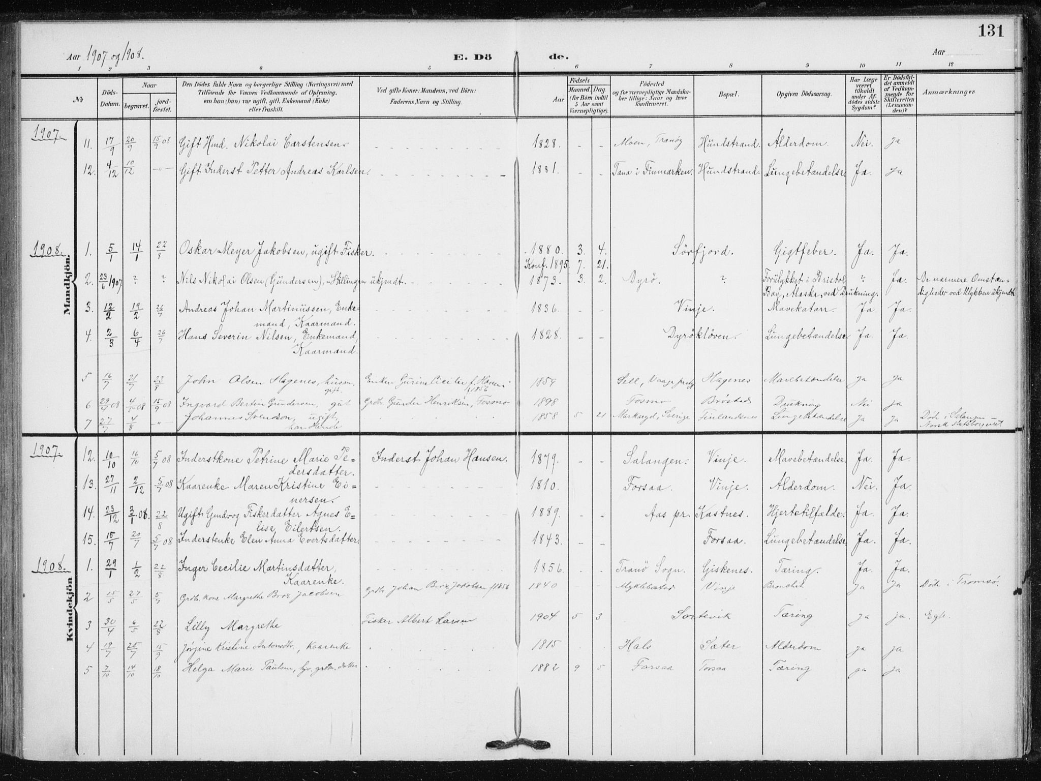 Tranøy sokneprestkontor, SATØ/S-1313/I/Ia/Iaa/L0013kirke: Parish register (official) no. 13, 1905-1922, p. 131