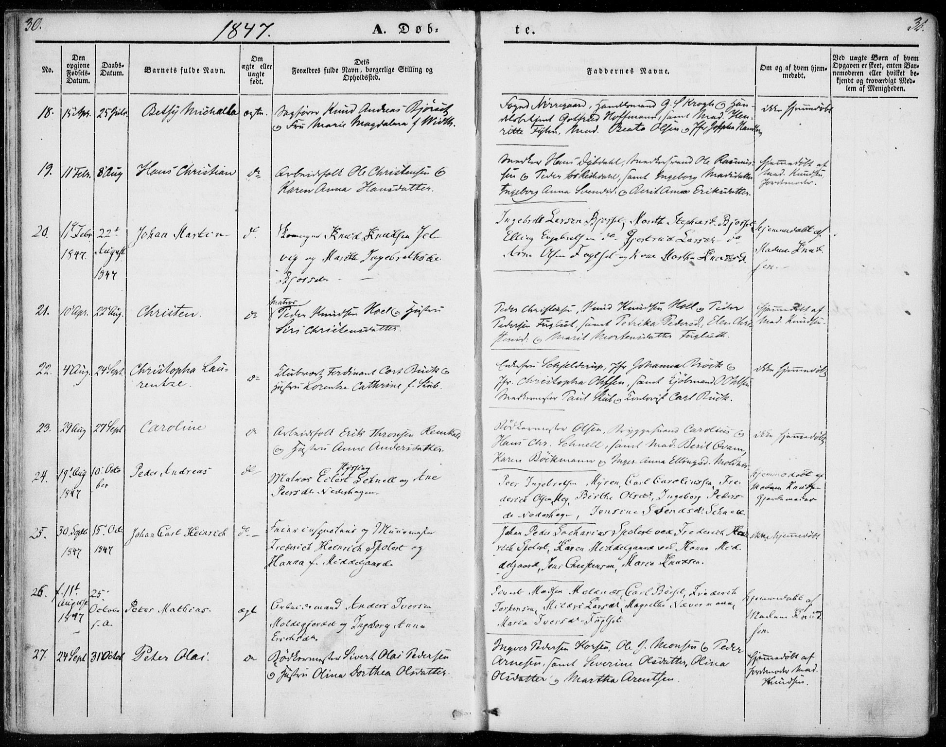 Ministerialprotokoller, klokkerbøker og fødselsregistre - Møre og Romsdal, SAT/A-1454/558/L0689: Parish register (official) no. 558A03, 1843-1872, p. 30-31