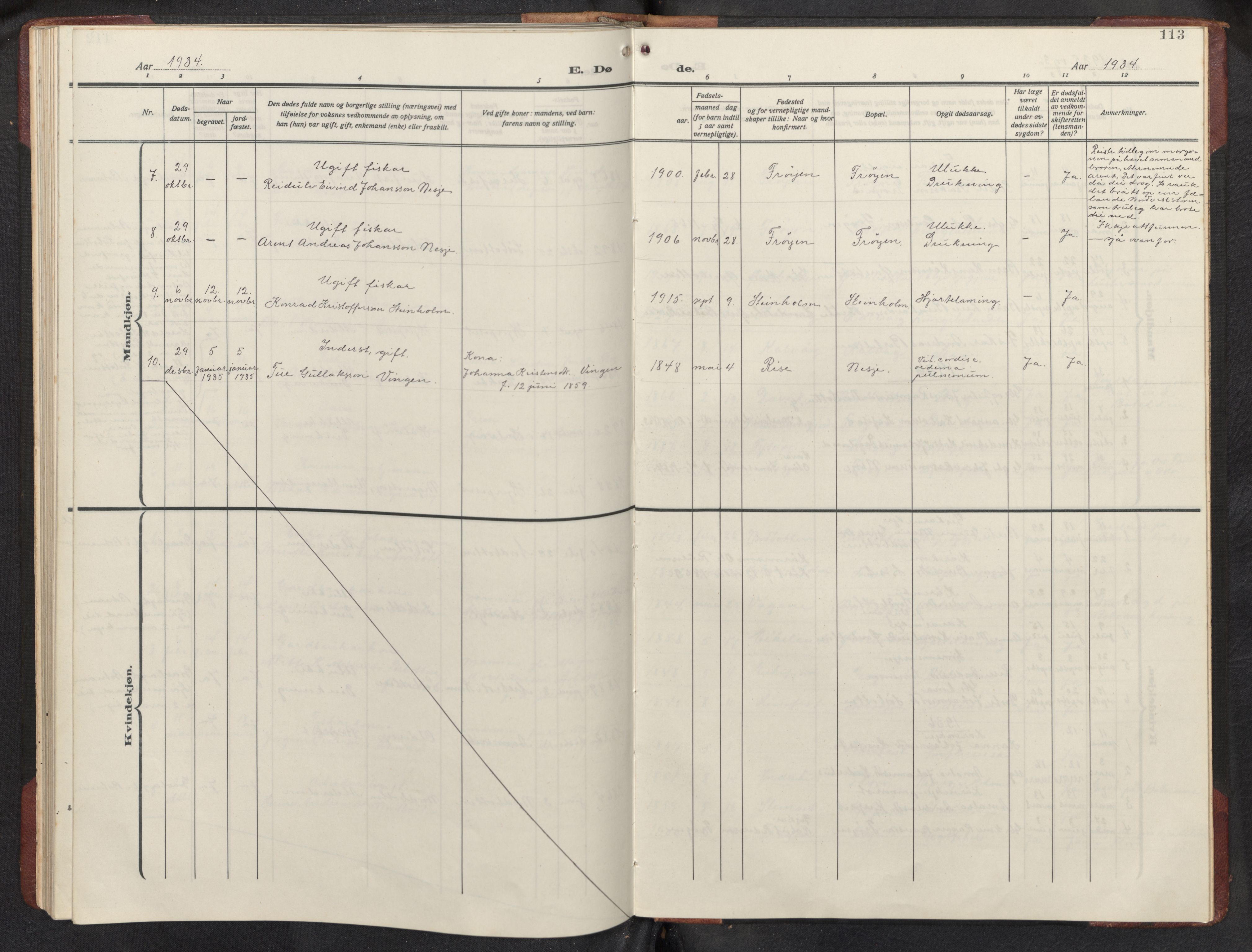 Bremanger sokneprestembete, AV/SAB-A-82201/H/Hab/Habb/L0002: Parish register (copy) no. B 2, 1926-1945, p. 112b-113a