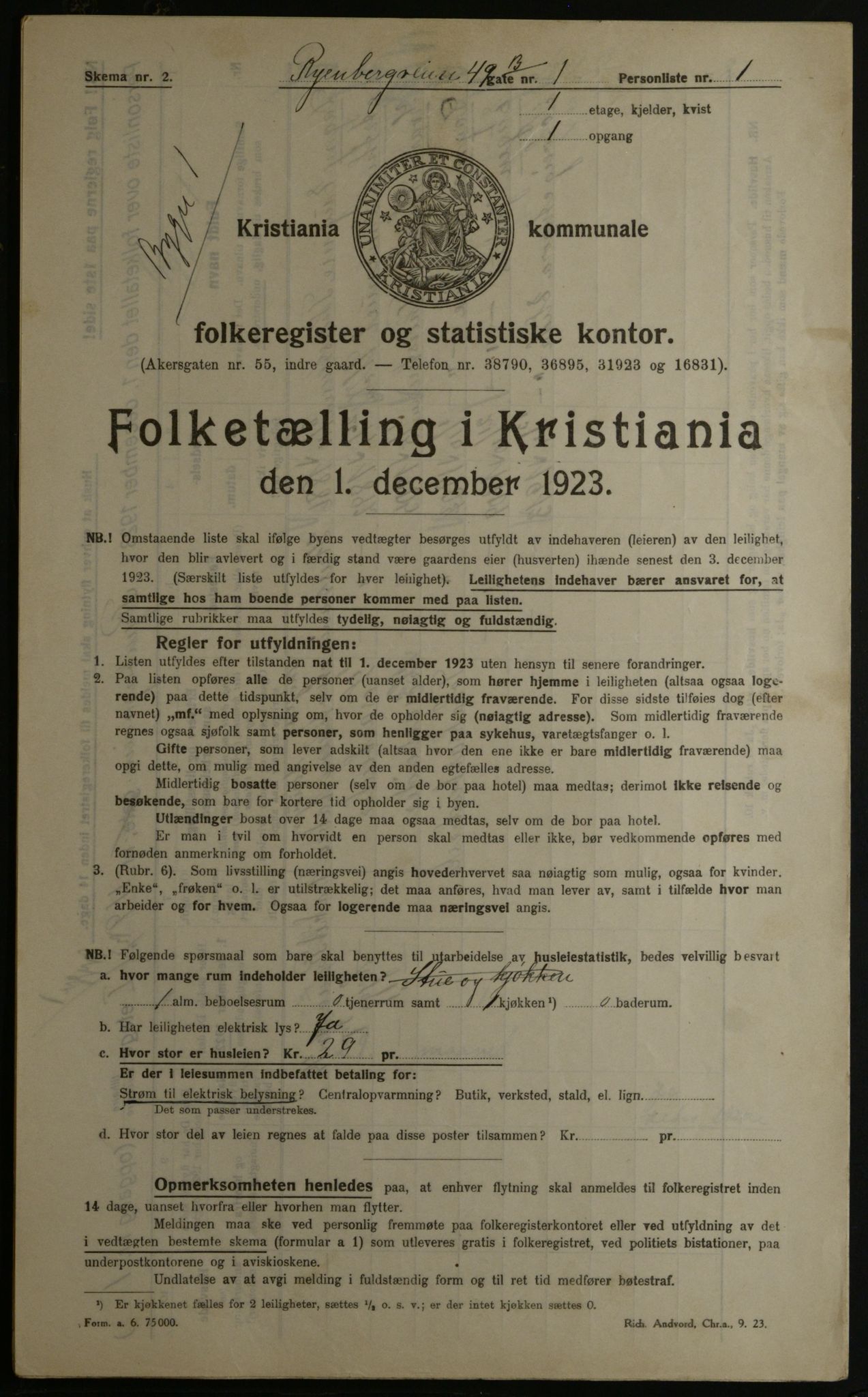 OBA, Municipal Census 1923 for Kristiania, 1923, p. 94715