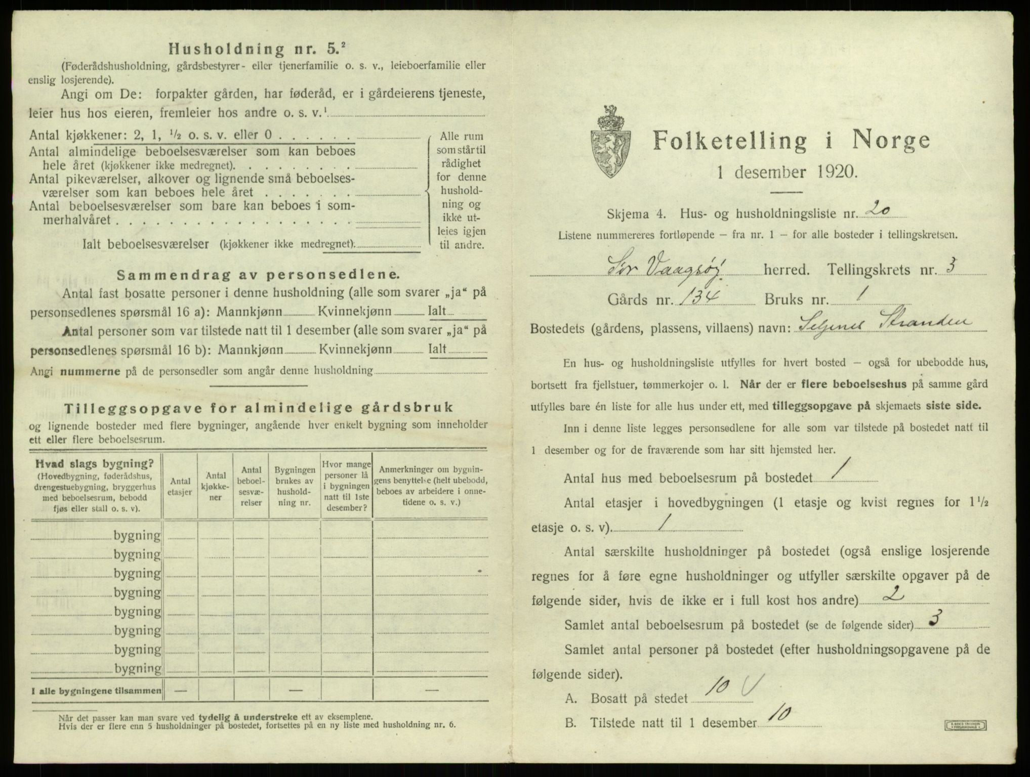 SAB, 1920 census for Sør-Vågsøy, 1920, p. 195