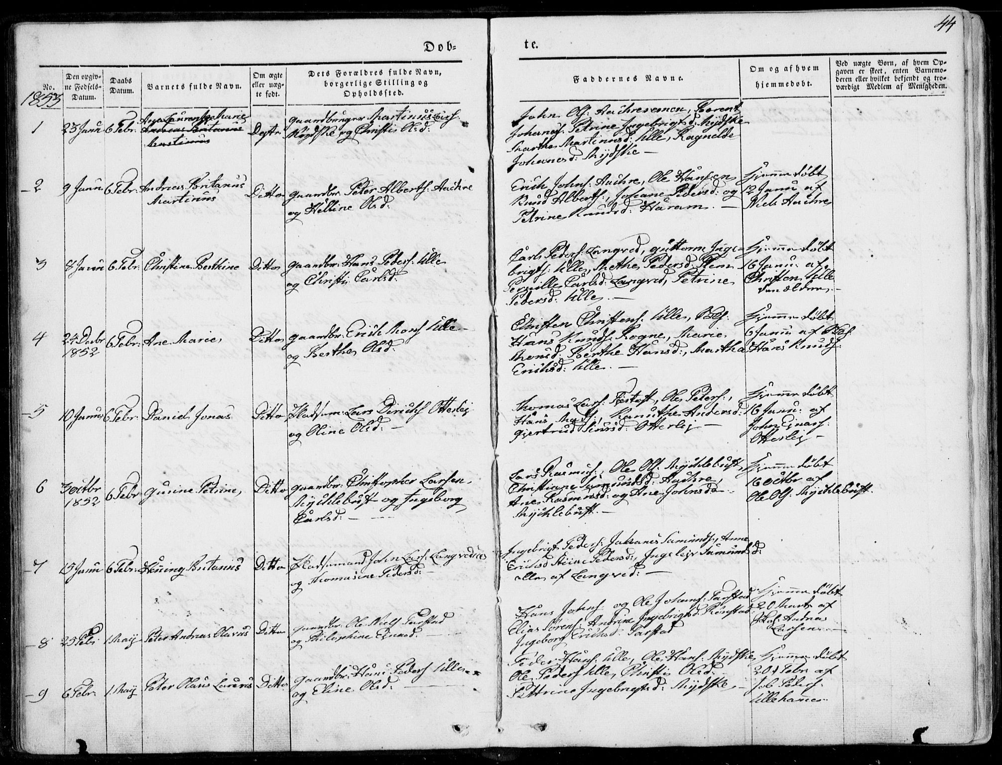 Ministerialprotokoller, klokkerbøker og fødselsregistre - Møre og Romsdal, SAT/A-1454/536/L0497: Parish register (official) no. 536A06, 1845-1865, p. 44