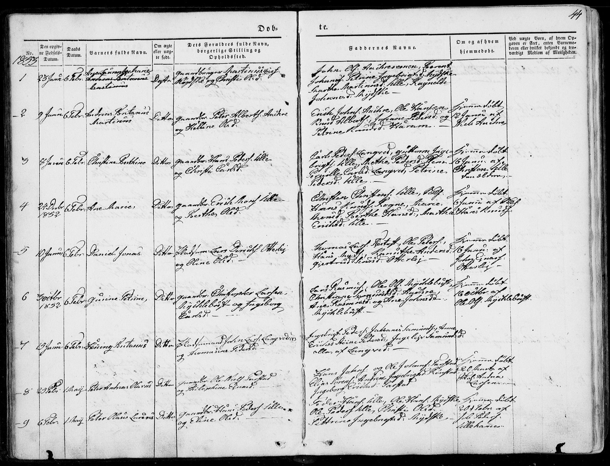 Ministerialprotokoller, klokkerbøker og fødselsregistre - Møre og Romsdal, AV/SAT-A-1454/536/L0497: Parish register (official) no. 536A06, 1845-1865, p. 44