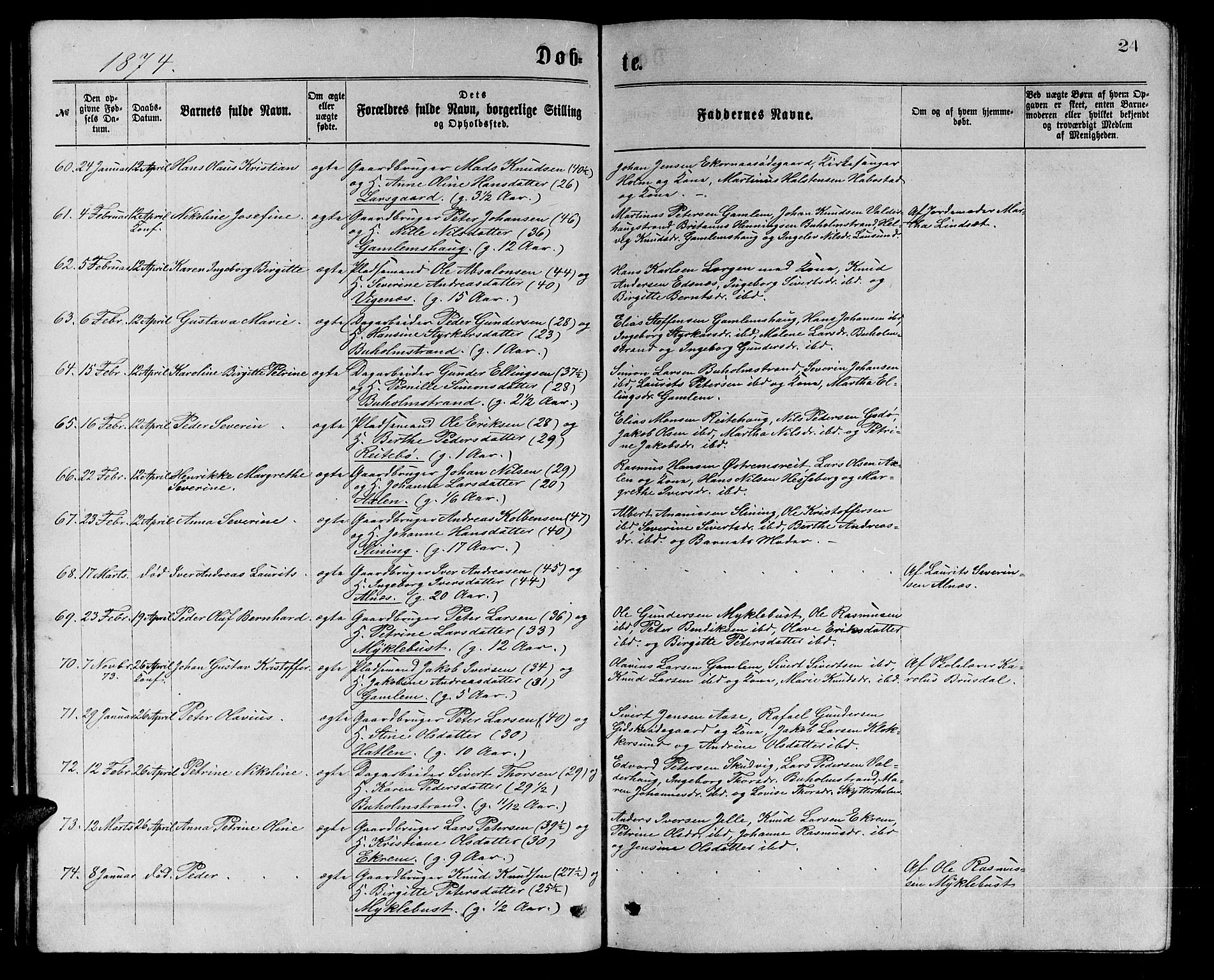 Ministerialprotokoller, klokkerbøker og fødselsregistre - Møre og Romsdal, AV/SAT-A-1454/528/L0429: Parish register (copy) no. 528C10, 1872-1886, p. 24