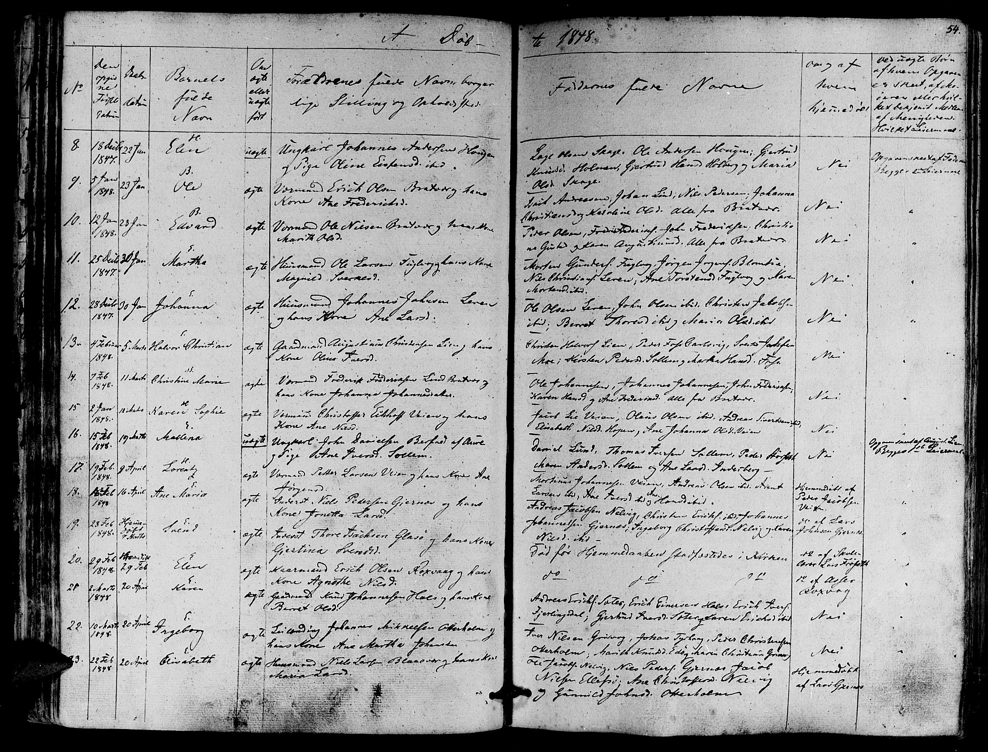 Ministerialprotokoller, klokkerbøker og fødselsregistre - Møre og Romsdal, AV/SAT-A-1454/581/L0936: Parish register (official) no. 581A04, 1836-1852, p. 54