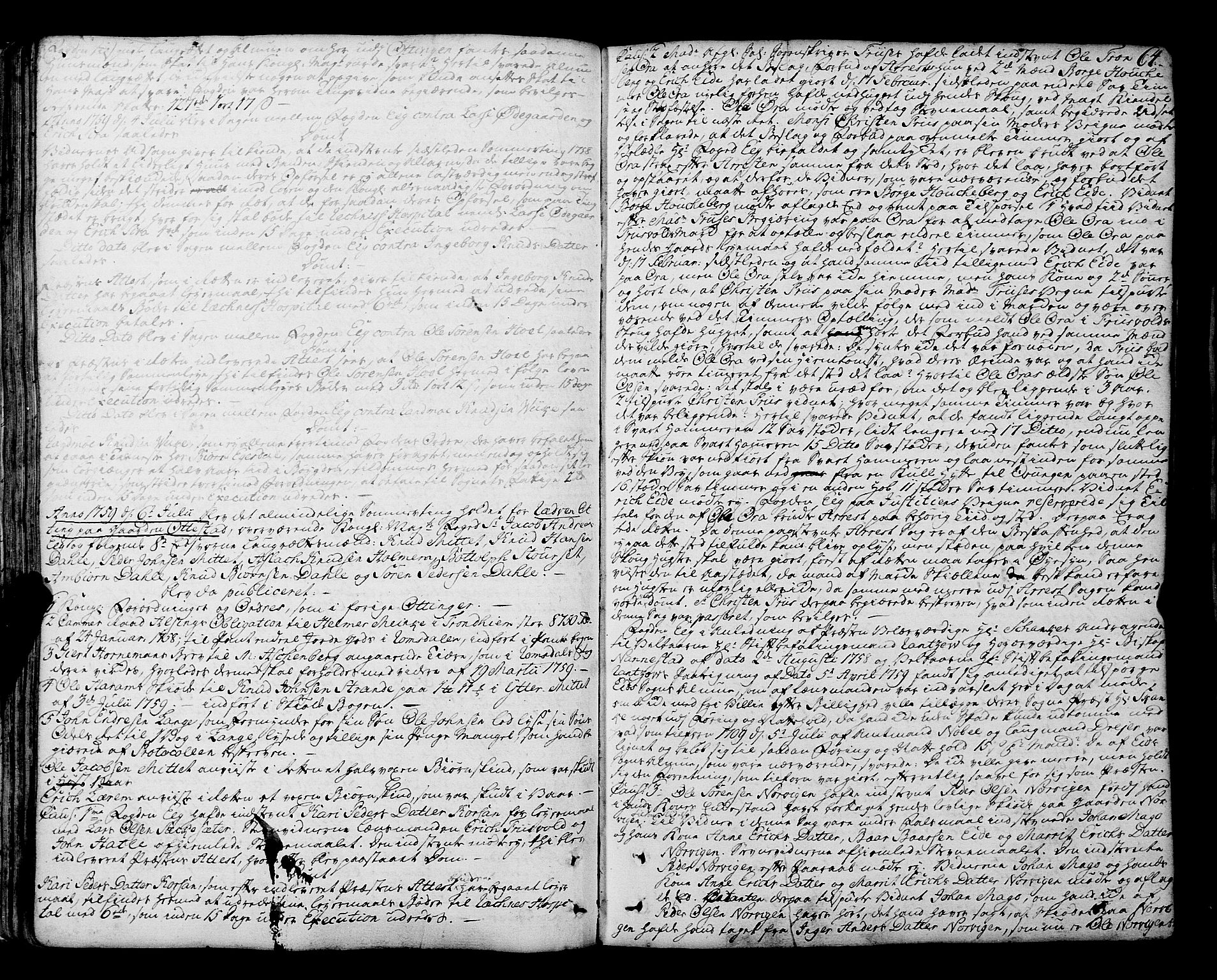 Romsdal sorenskriveri, SAT/A-4149/1/1/1A/L0014: Tingbok, 1757-1765, p. 64