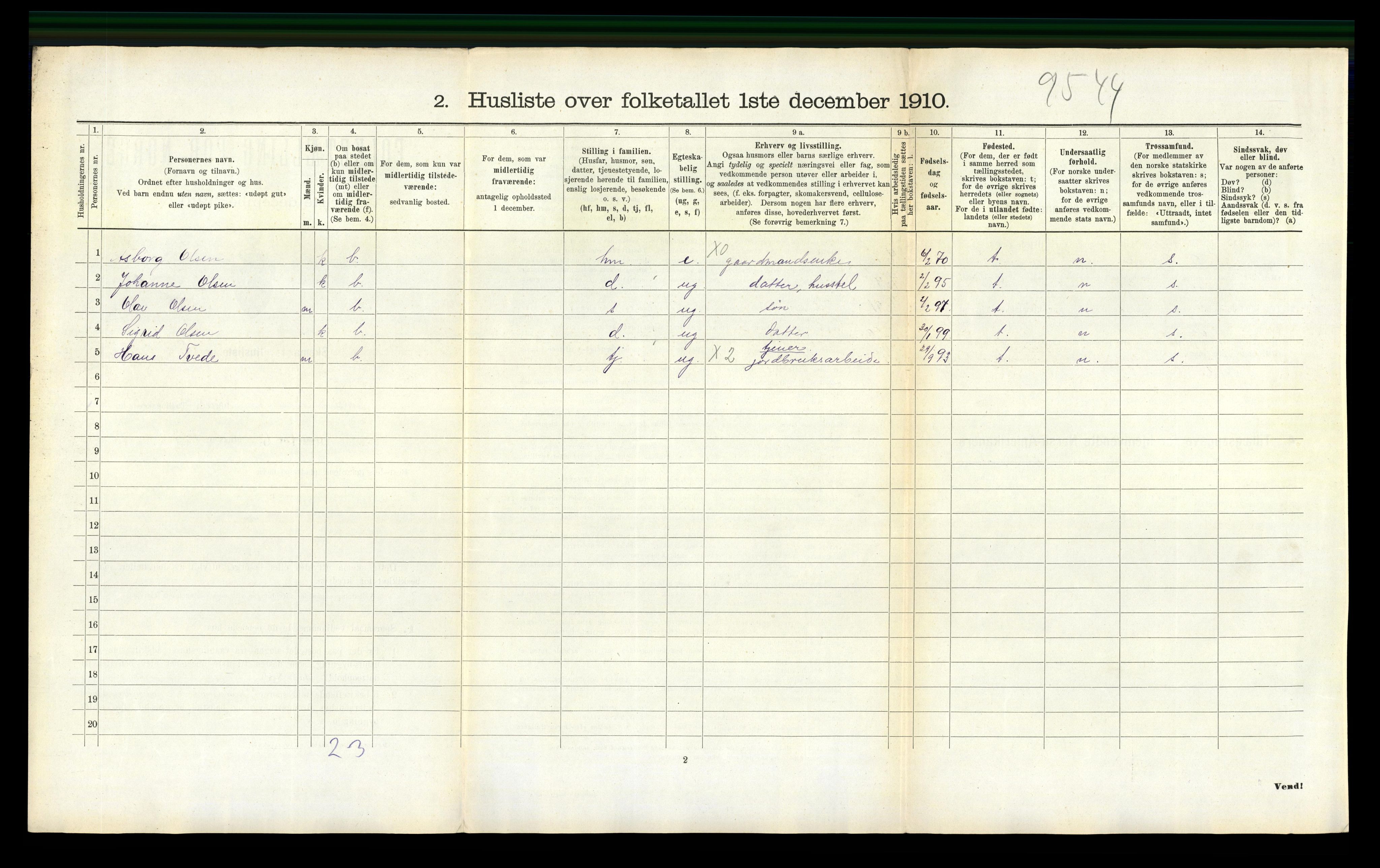 RA, 1910 census for Austre Moland, 1910, p. 381