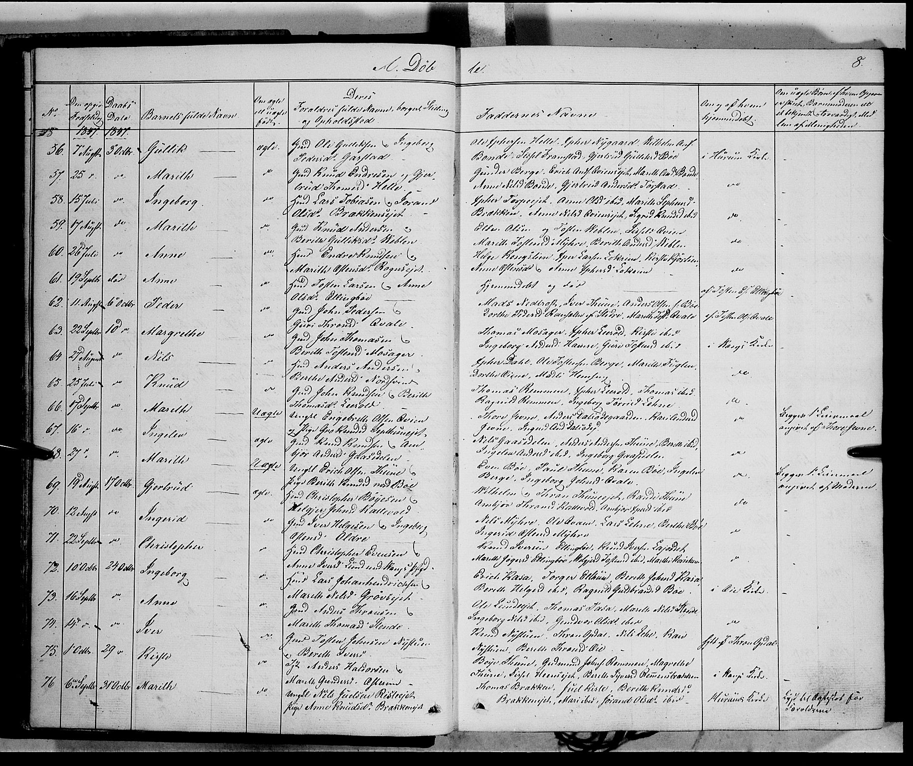 Vang prestekontor, Valdres, SAH/PREST-140/H/Ha/L0006: Parish register (official) no. 6, 1846-1864, p. 8
