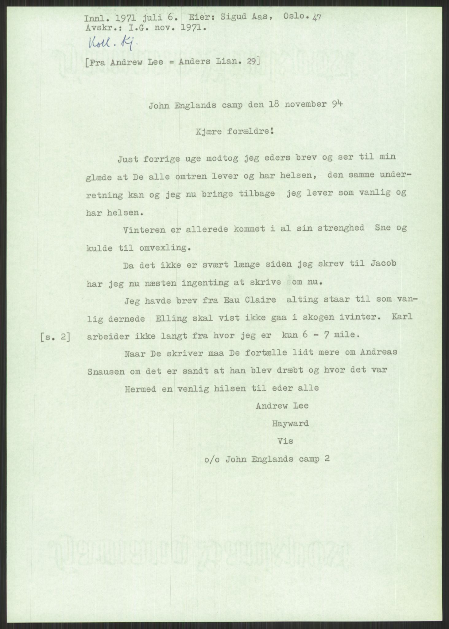 Samlinger til kildeutgivelse, Amerikabrevene, AV/RA-EA-4057/F/L0034: Innlån fra Nord-Trøndelag, 1838-1914, p. 511