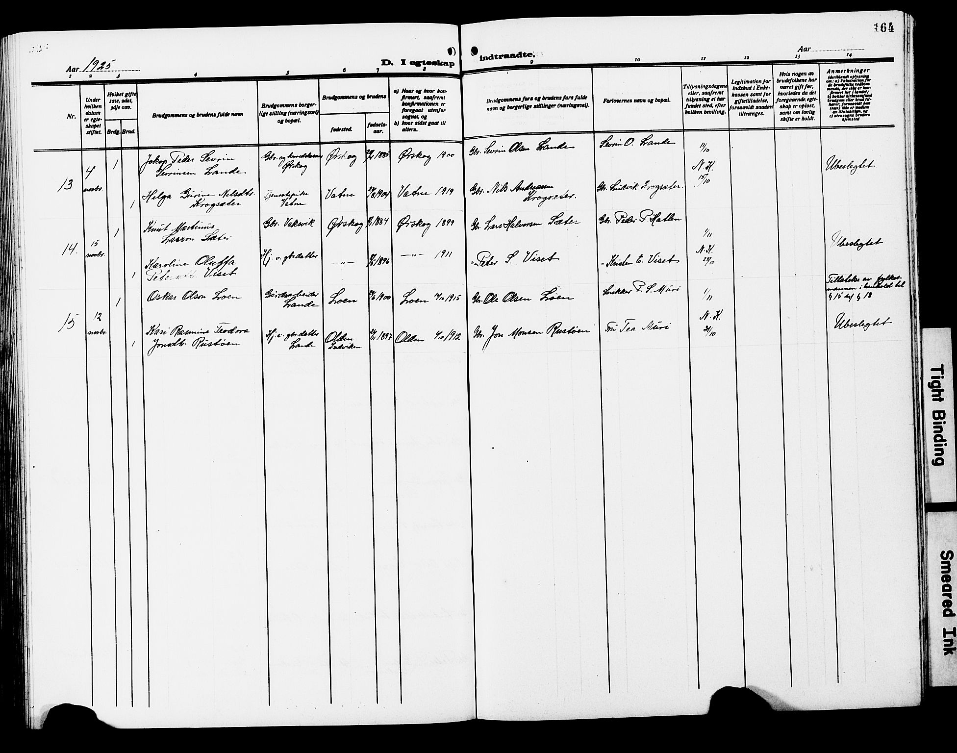 Ministerialprotokoller, klokkerbøker og fødselsregistre - Møre og Romsdal, AV/SAT-A-1454/522/L0328: Parish register (copy) no. 522C07, 1909-1925, p. 164