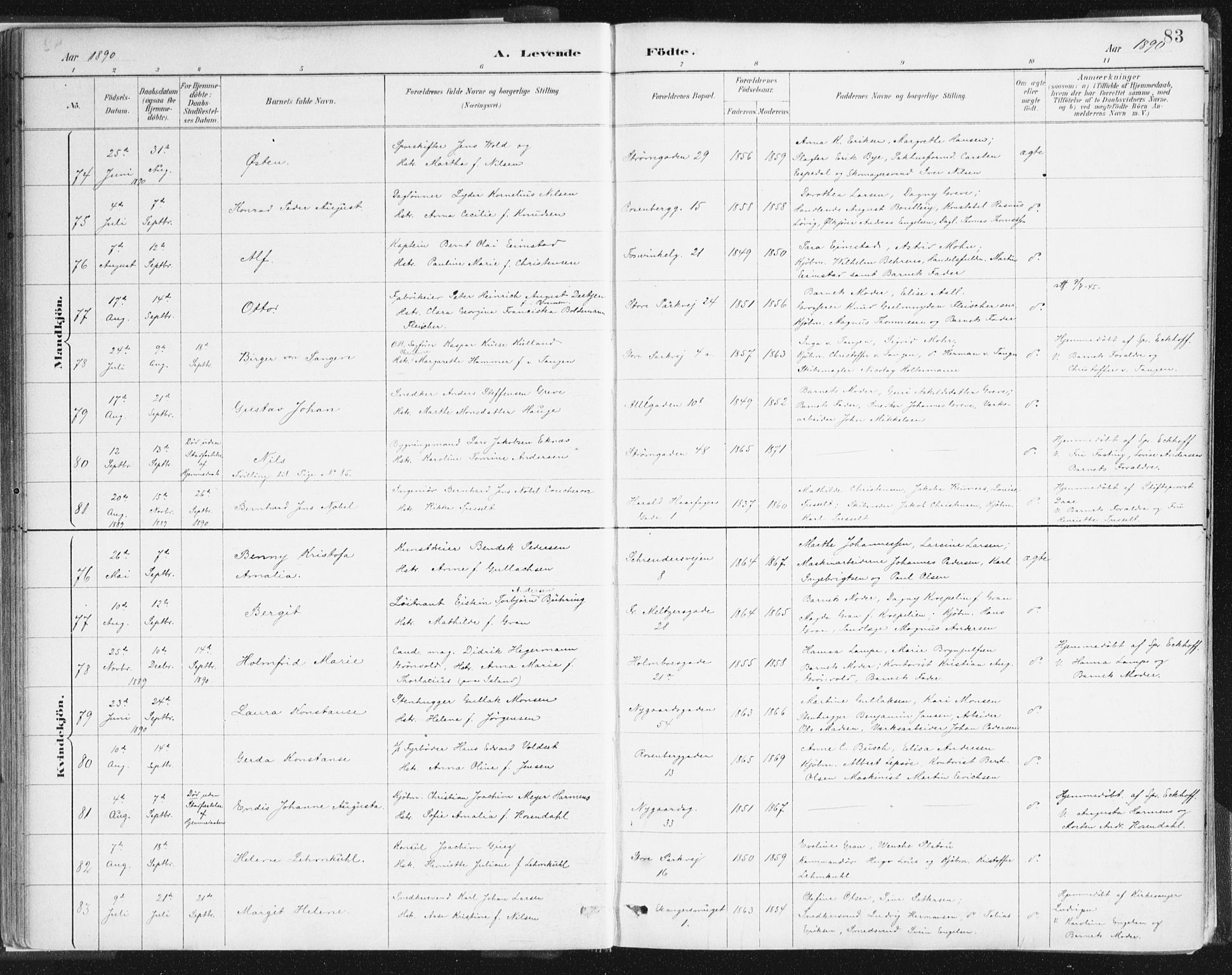 Johanneskirken sokneprestembete, AV/SAB-A-76001/H/Haa/L0001: Parish register (official) no. A 1, 1885-1900, p. 83