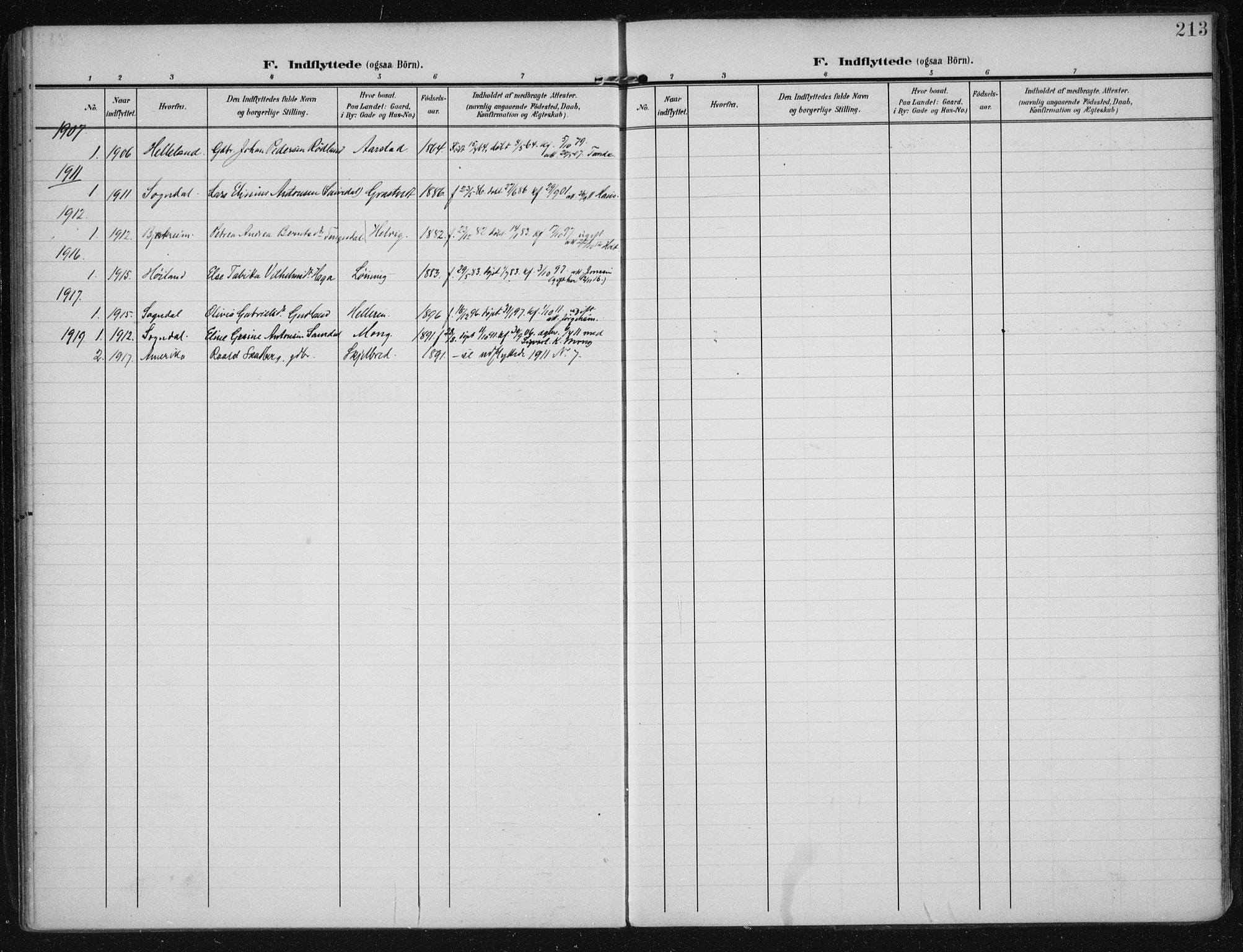 Eigersund sokneprestkontor, SAST/A-101807/S08/L0021: Parish register (official) no. A 20, 1906-1928, p. 213