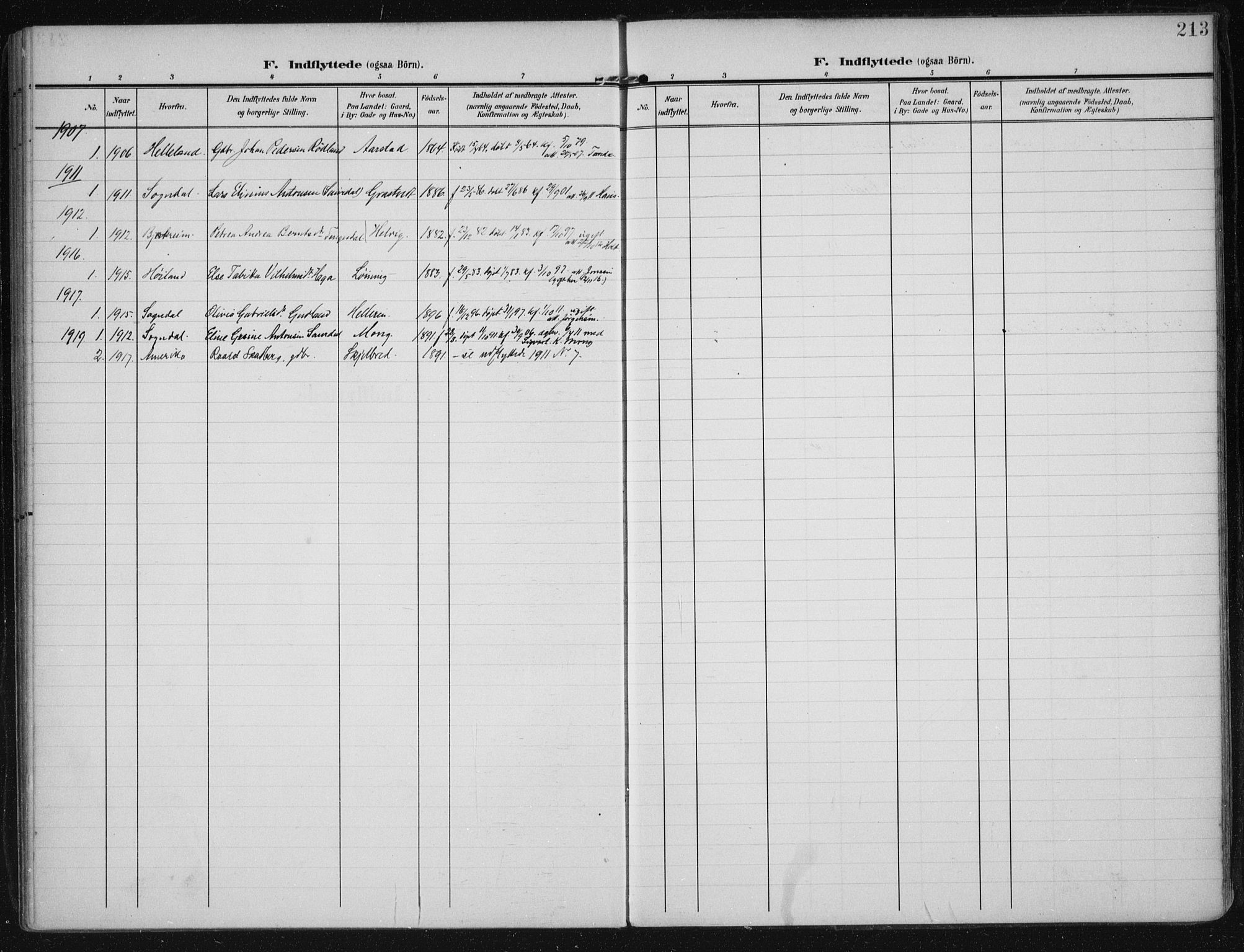 Eigersund sokneprestkontor, AV/SAST-A-101807/001/30/30BA/L0021: Parish register (official) no. A 20, 1906-1928, p. 213