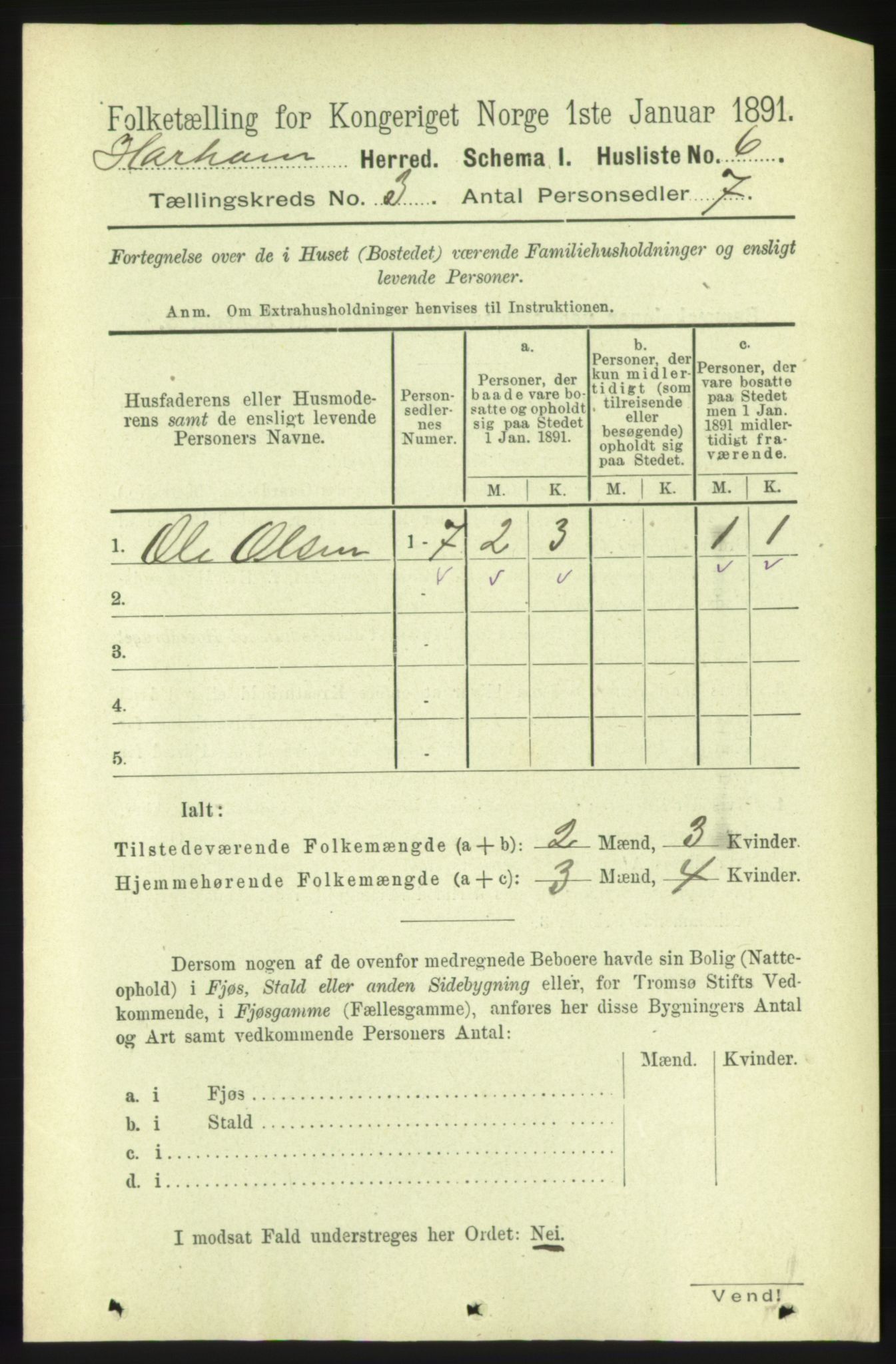 RA, 1891 census for 1534 Haram, 1891, p. 1143