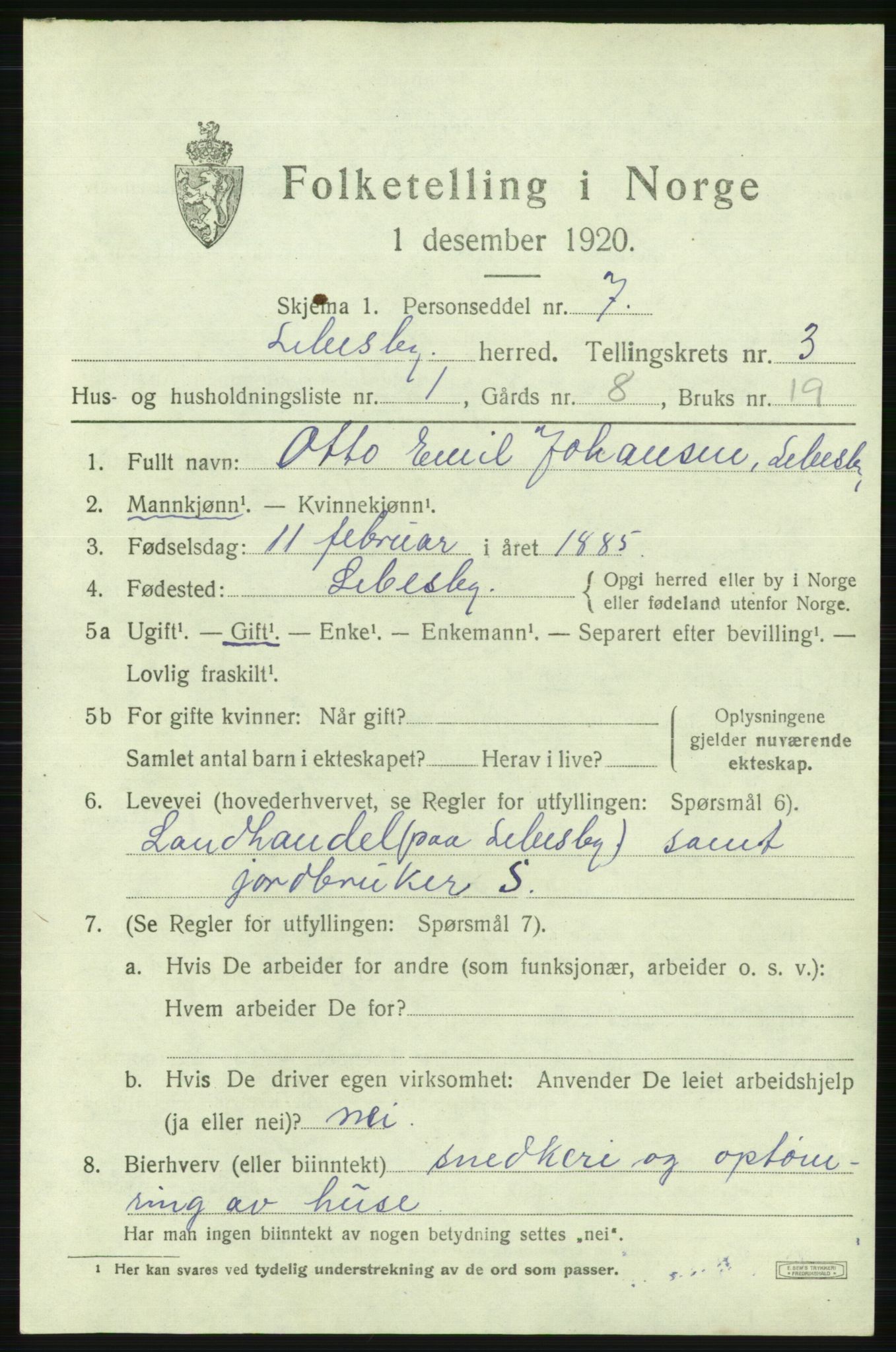 SATØ, 1920 census for Lebesby, 1920, p. 1257