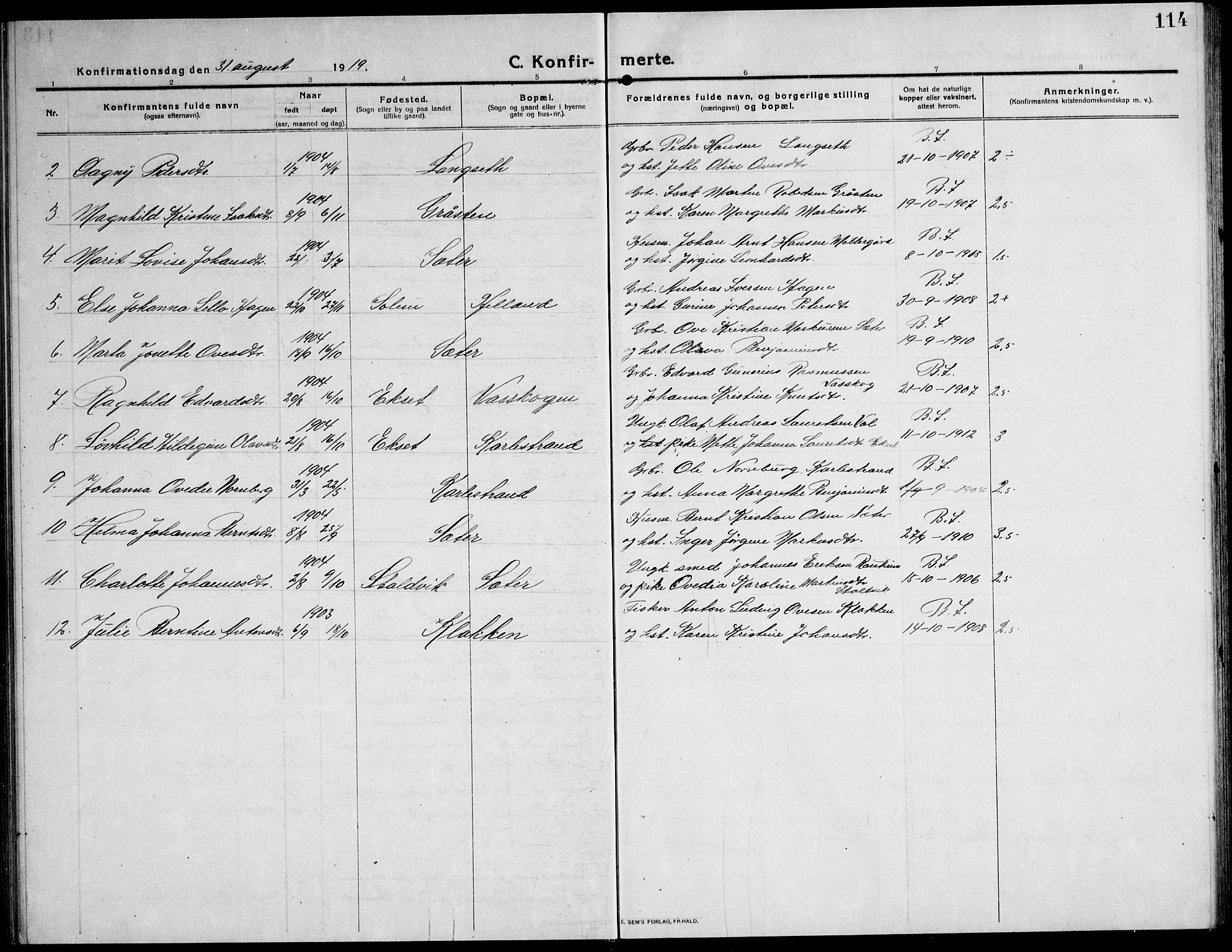 Ministerialprotokoller, klokkerbøker og fødselsregistre - Sør-Trøndelag, AV/SAT-A-1456/651/L0648: Parish register (copy) no. 651C02, 1915-1945, p. 114