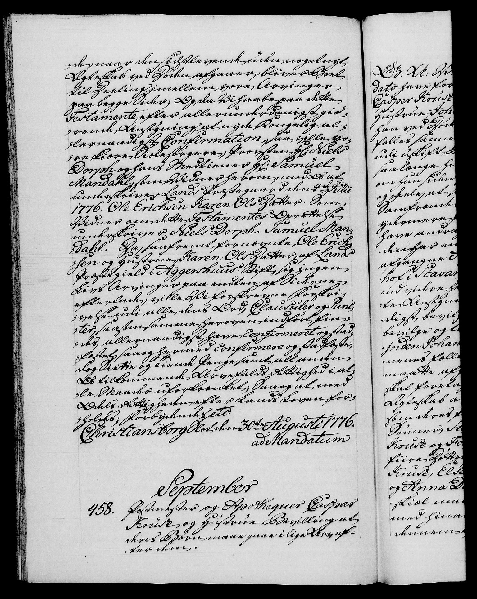 Danske Kanselli 1572-1799, RA/EA-3023/F/Fc/Fca/Fcaa/L0047: Norske registre, 1776-1778, p. 297b