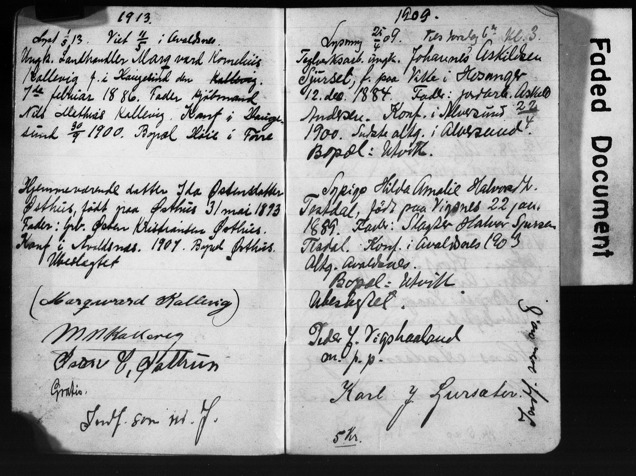 Avaldsnes sokneprestkontor, AV/SAST-A -101851/I/Ie/L0003: Banns register no. IX 3G, 1909-1913