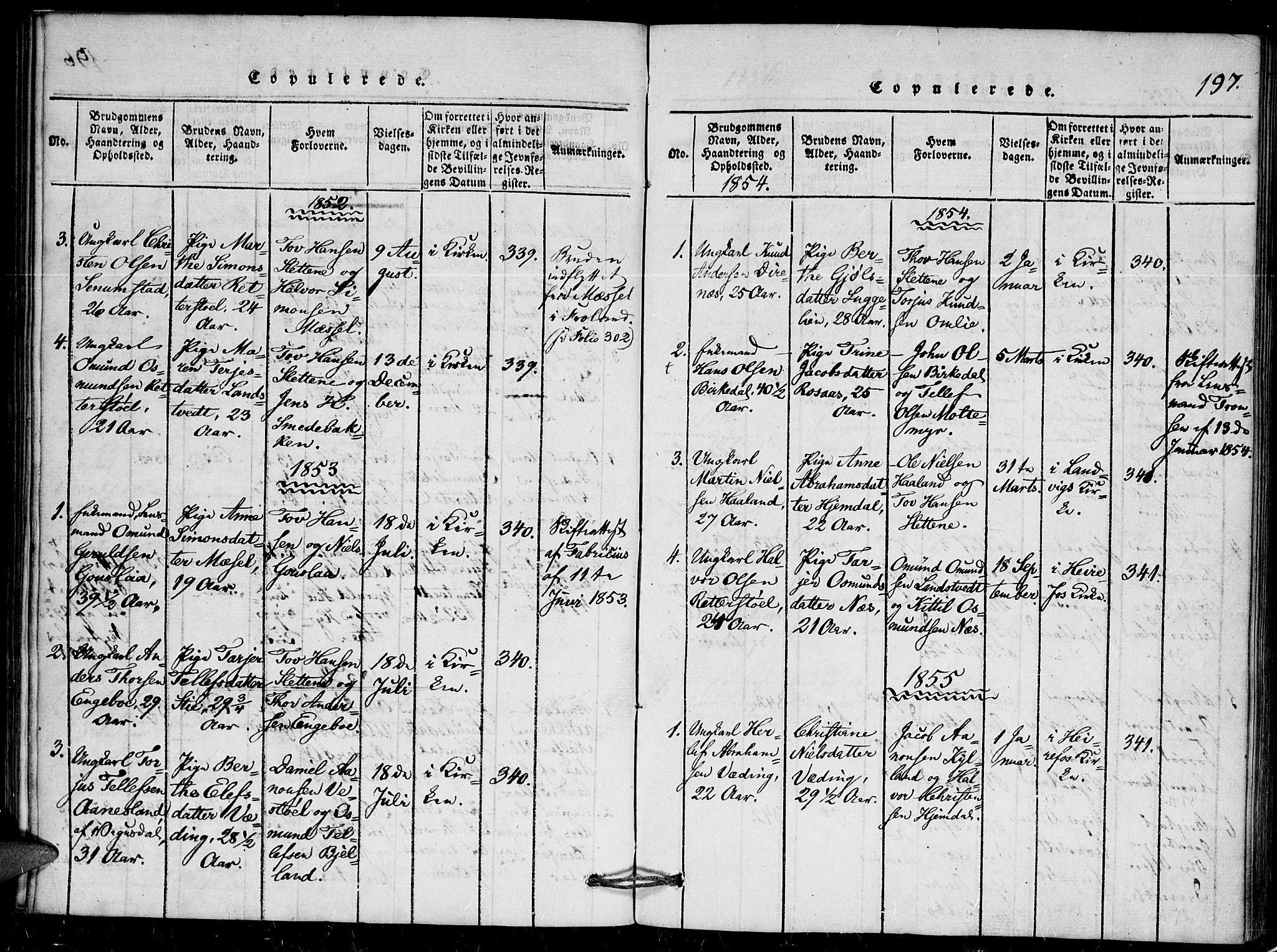 Herefoss sokneprestkontor, AV/SAK-1111-0019/F/Fa/Faa/L0001: Parish register (official) no. A 1, 1816-1860, p. 197