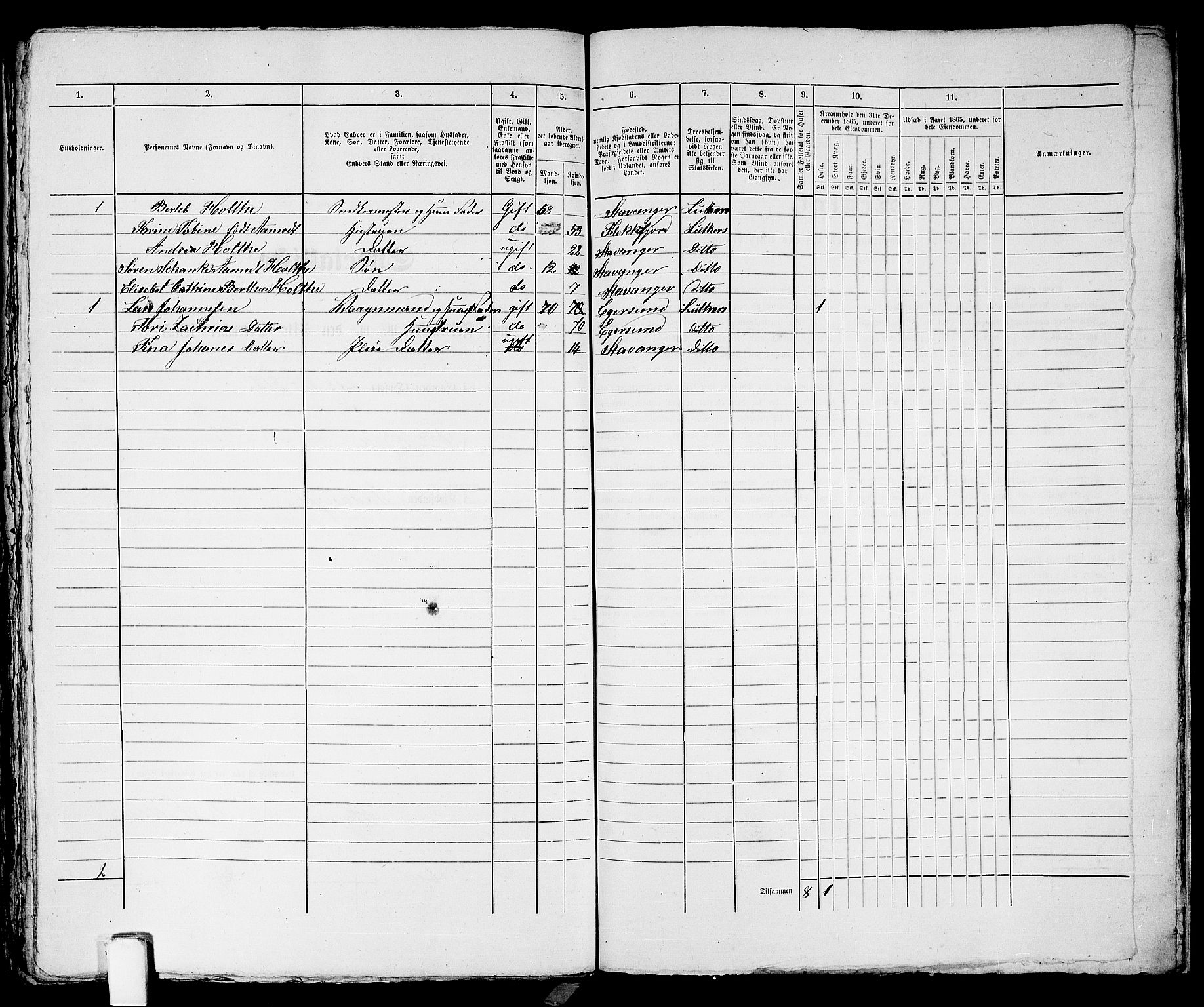 RA, 1865 census for Stavanger, 1865, p. 2002