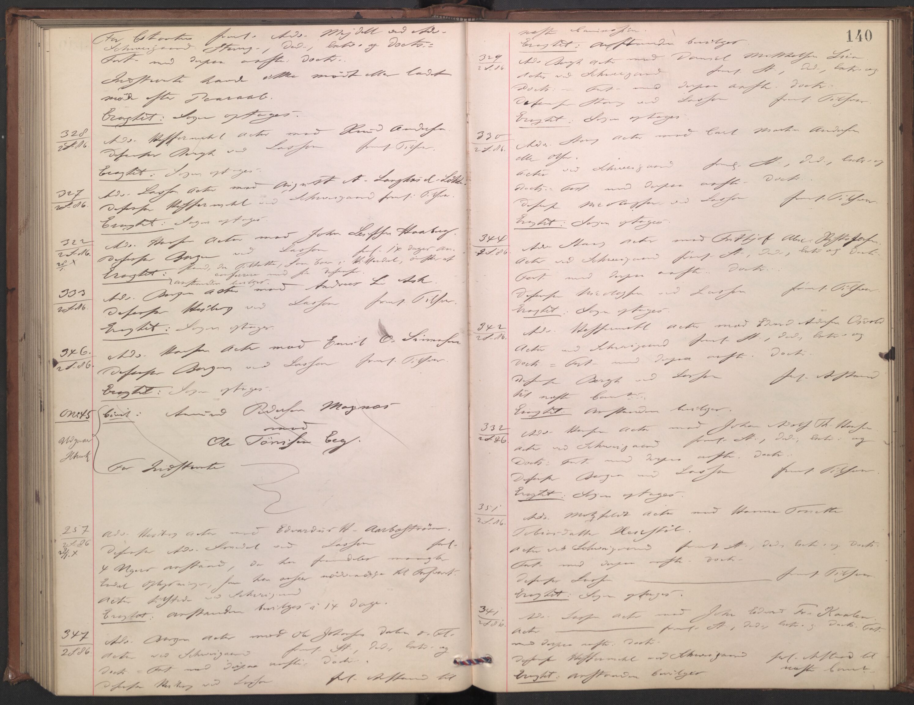 Høyesterett, AV/RA-S-1002/E/Ef/L0015: Protokoll over saker som gikk til skriftlig behandling, 1884-1888, p. 139b-140a