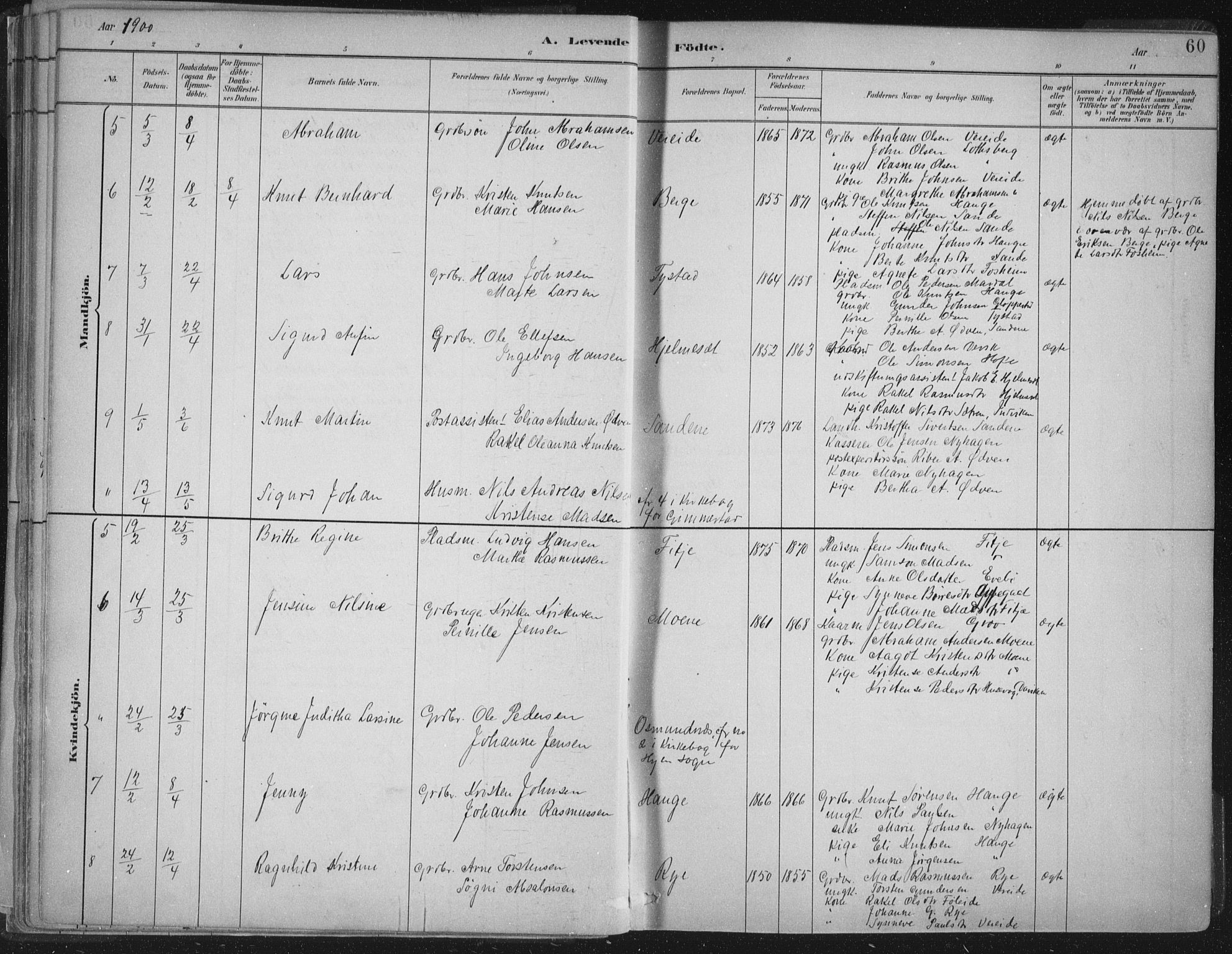 Gloppen sokneprestembete, AV/SAB-A-80101/H/Haa/Haab/L0001: Parish register (official) no. B  1, 1885-1905, p. 60