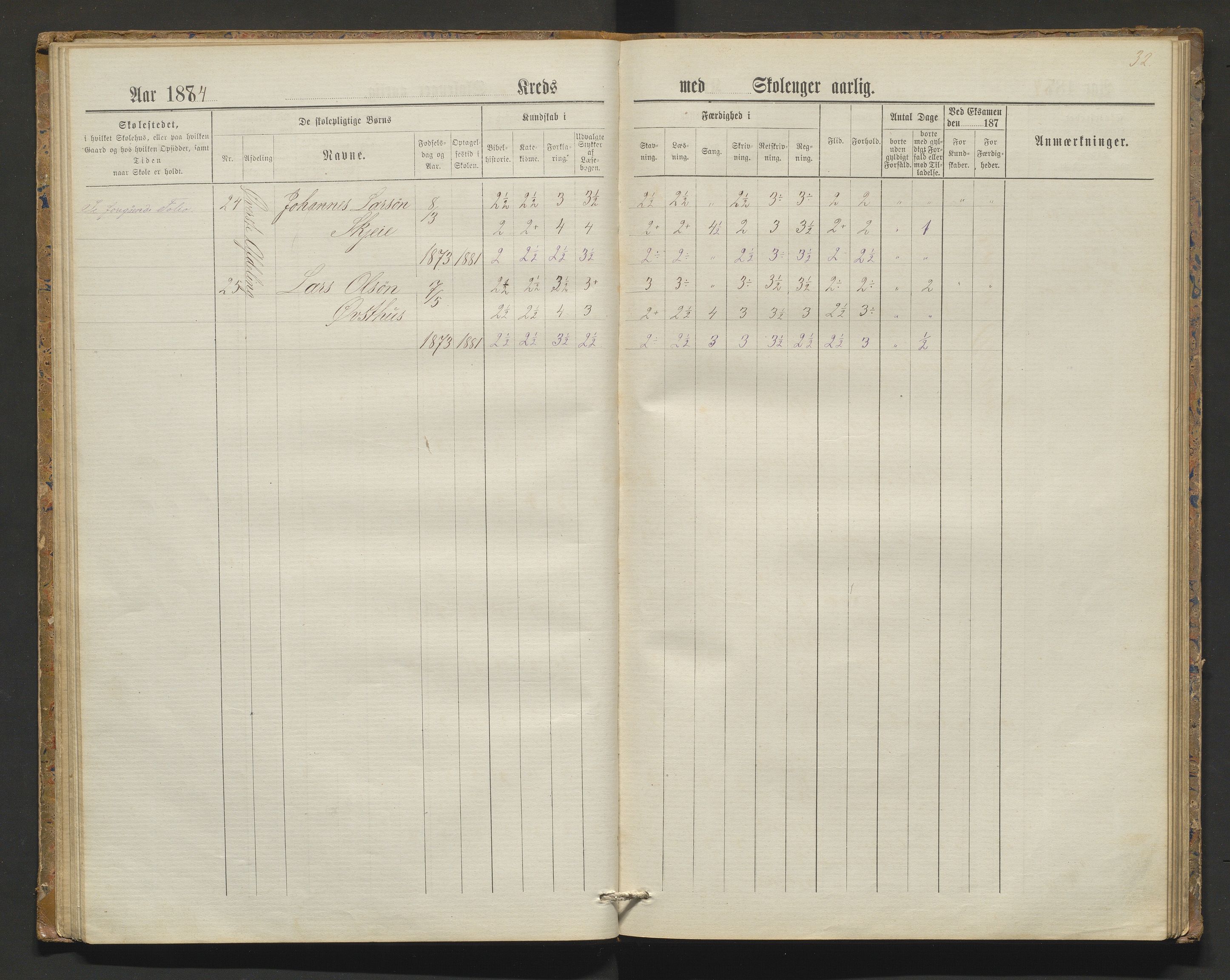 Kvam herad. Barneskulane, IKAH/1238-231/F/Fa/L0006: Skuleprotokoll for Nedredalen og Aksnes krinsar, 1878-1891, p. 31