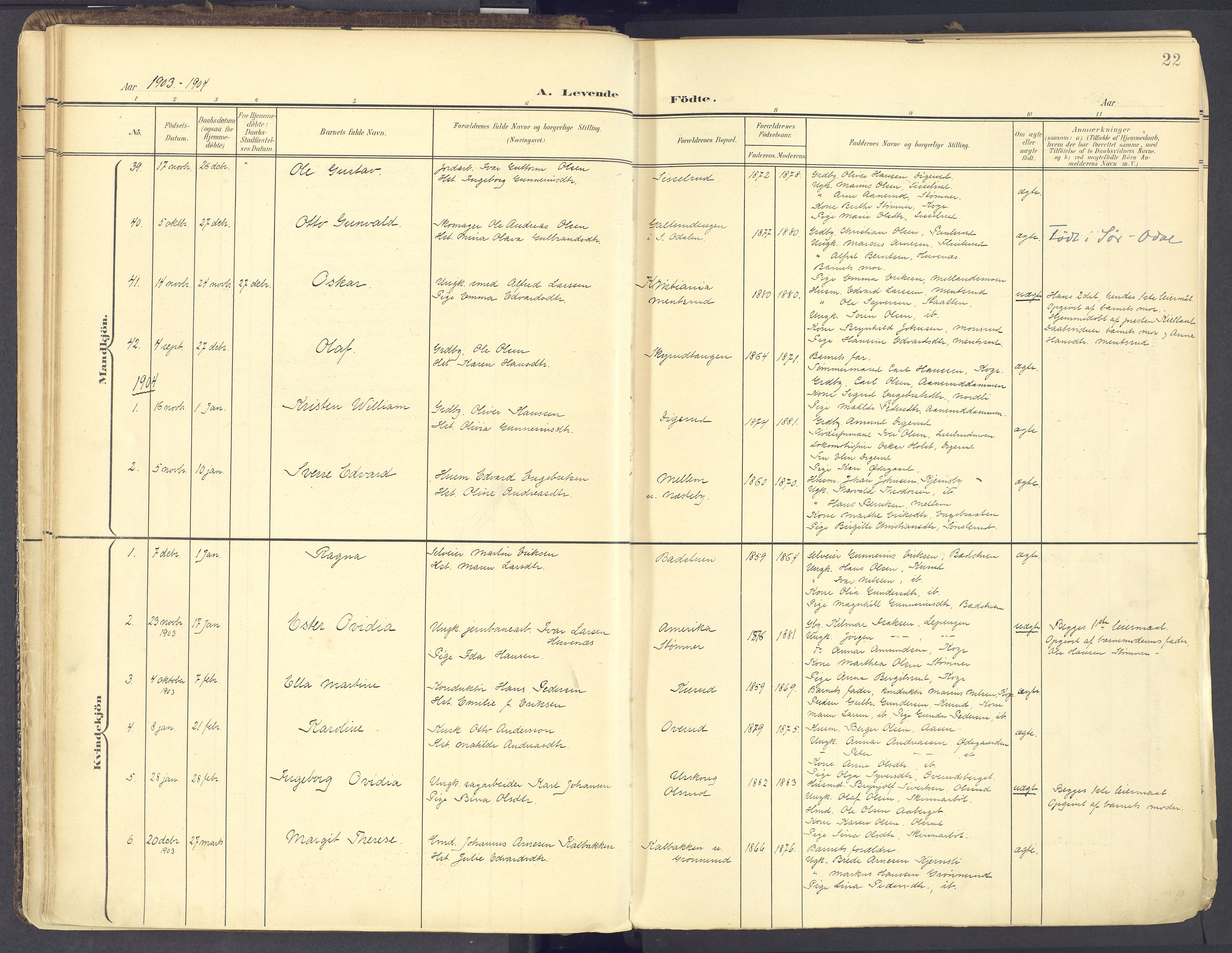 Vinger prestekontor, SAH/PREST-024/H/Ha/Haa/L0017: Parish register (official) no. 17, 1901-1927, p. 22