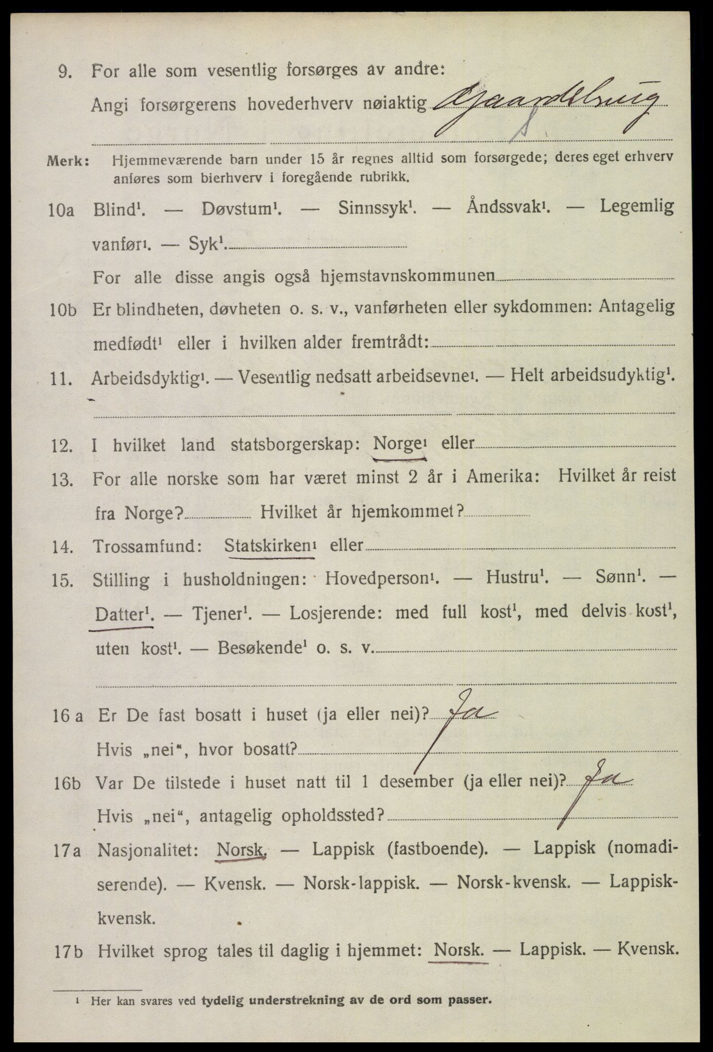 SAT, 1920 census for Borge, 1920, p. 5616