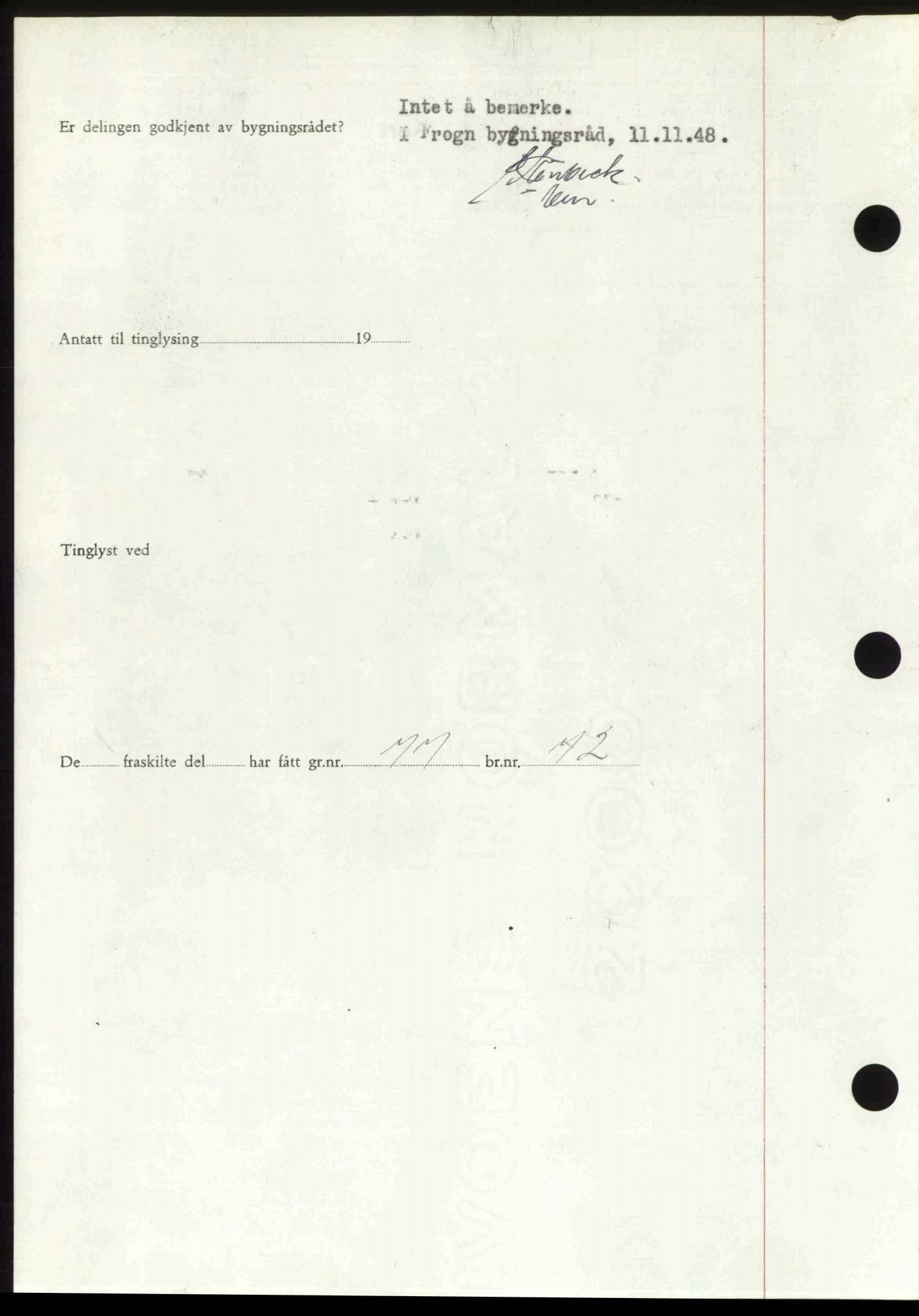 Follo sorenskriveri, SAO/A-10274/G/Ga/Gaa/L0085: Mortgage book no. I 85, 1948-1948, Diary no: : 4276/1948