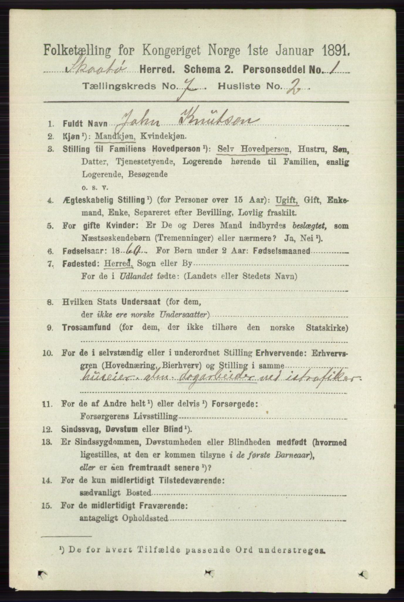 RA, 1891 census for 0815 Skåtøy, 1891, p. 3081