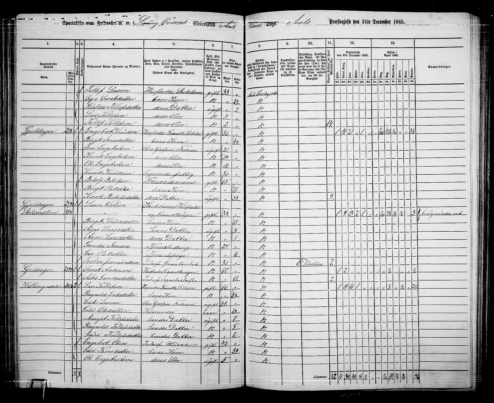 RA, 1865 census for Ål, 1865, p. 132