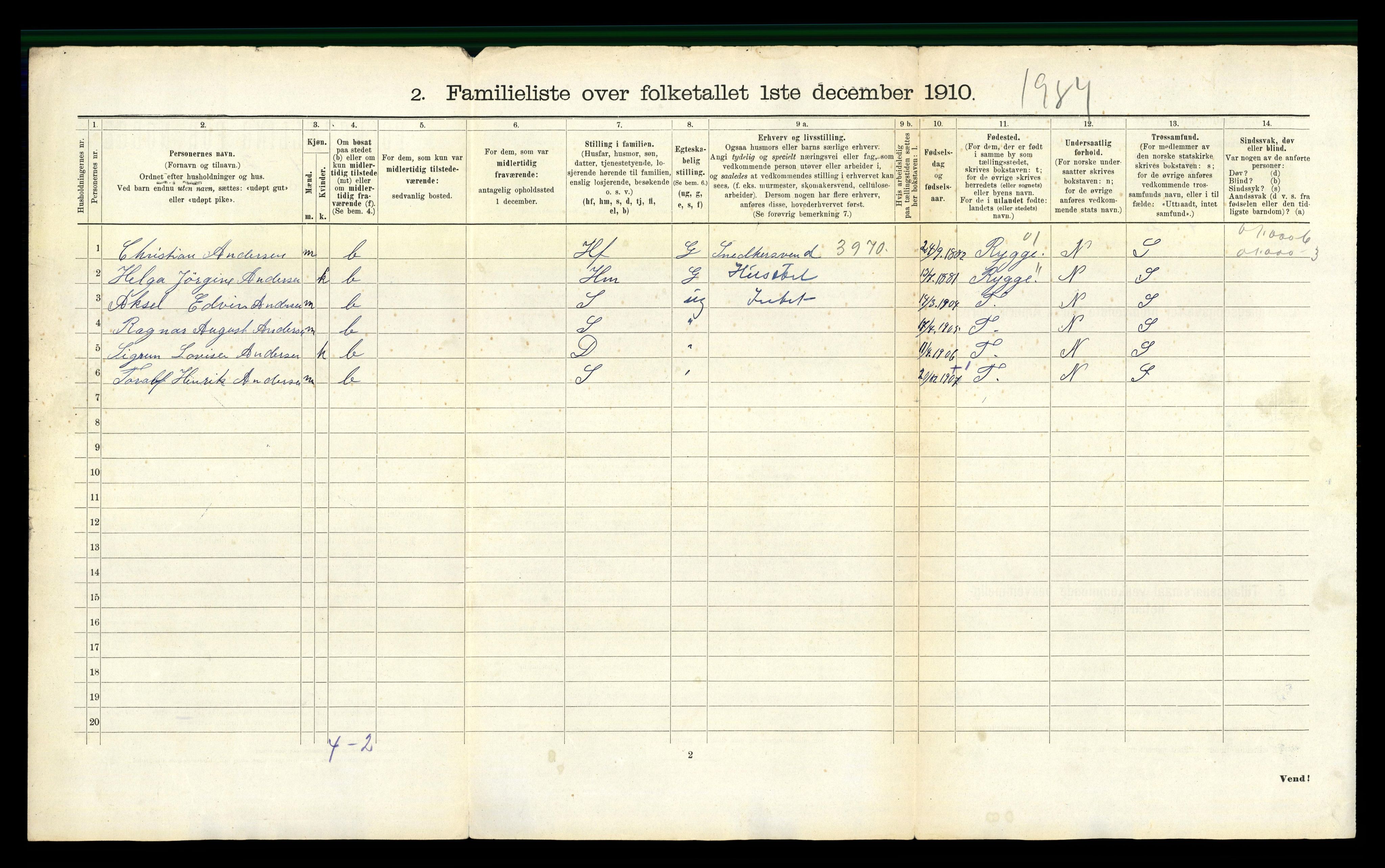 RA, 1910 census for Moss, 1910, p. 1726