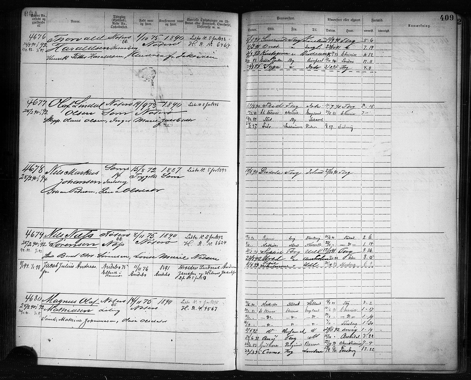 Tønsberg innrulleringskontor, AV/SAKO-A-786/F/Fb/L0007: Annotasjonsrulle Patent nr. 2636-5150, 1881-1892, p. 410