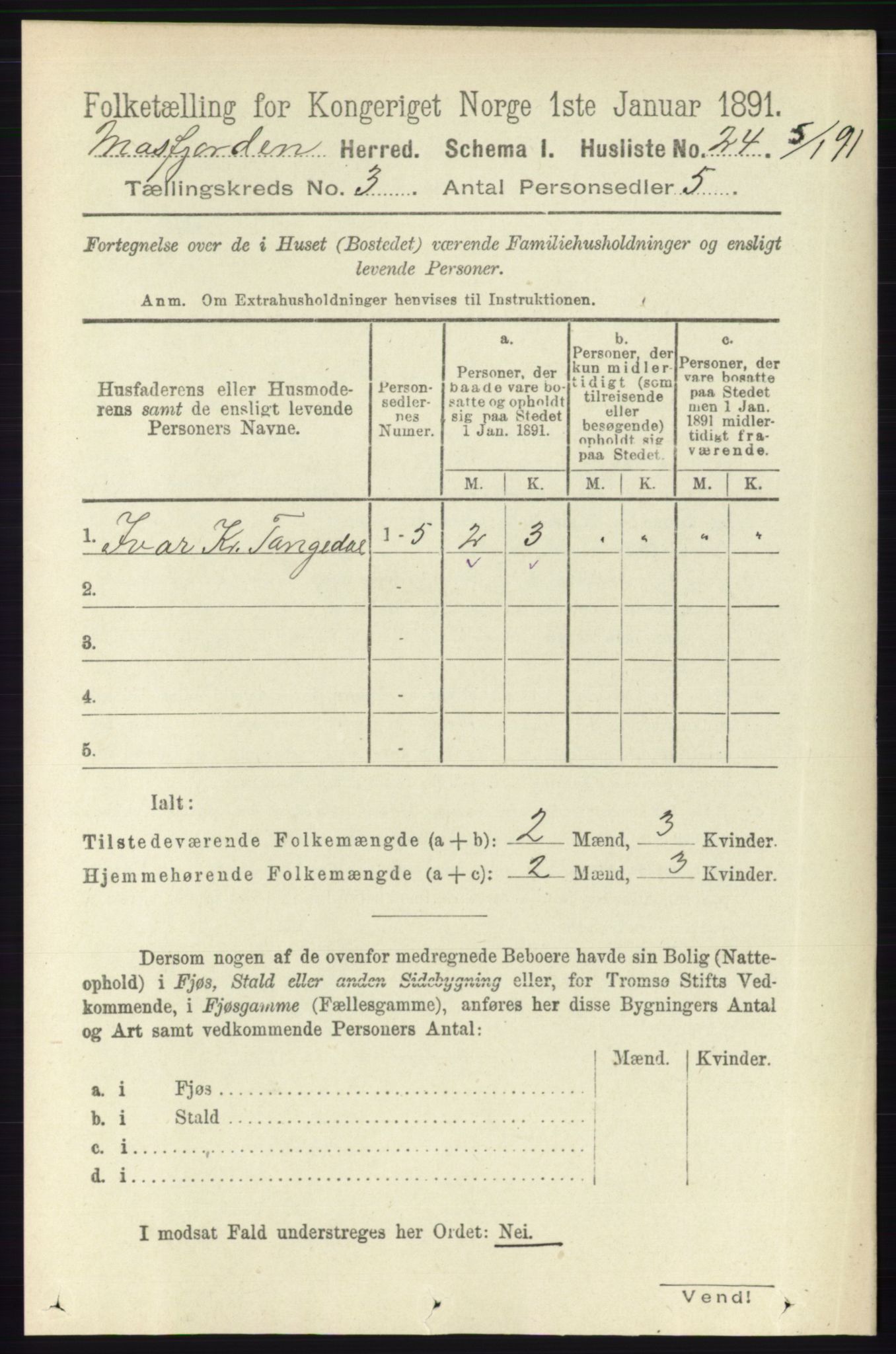 RA, 1891 census for 1266 Masfjorden, 1891, p. 519