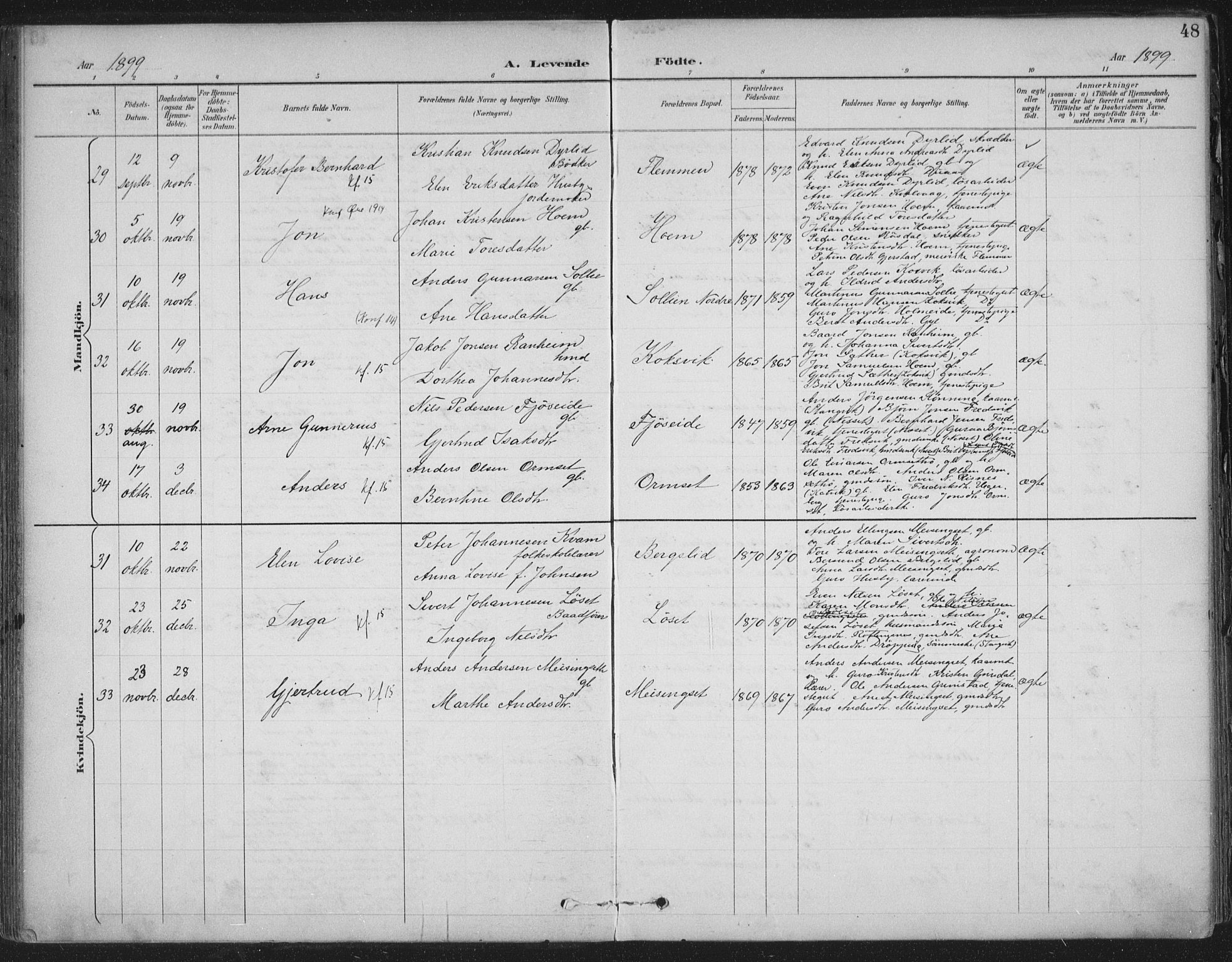 Ministerialprotokoller, klokkerbøker og fødselsregistre - Møre og Romsdal, AV/SAT-A-1454/586/L0988: Parish register (official) no. 586A14, 1893-1905, p. 48