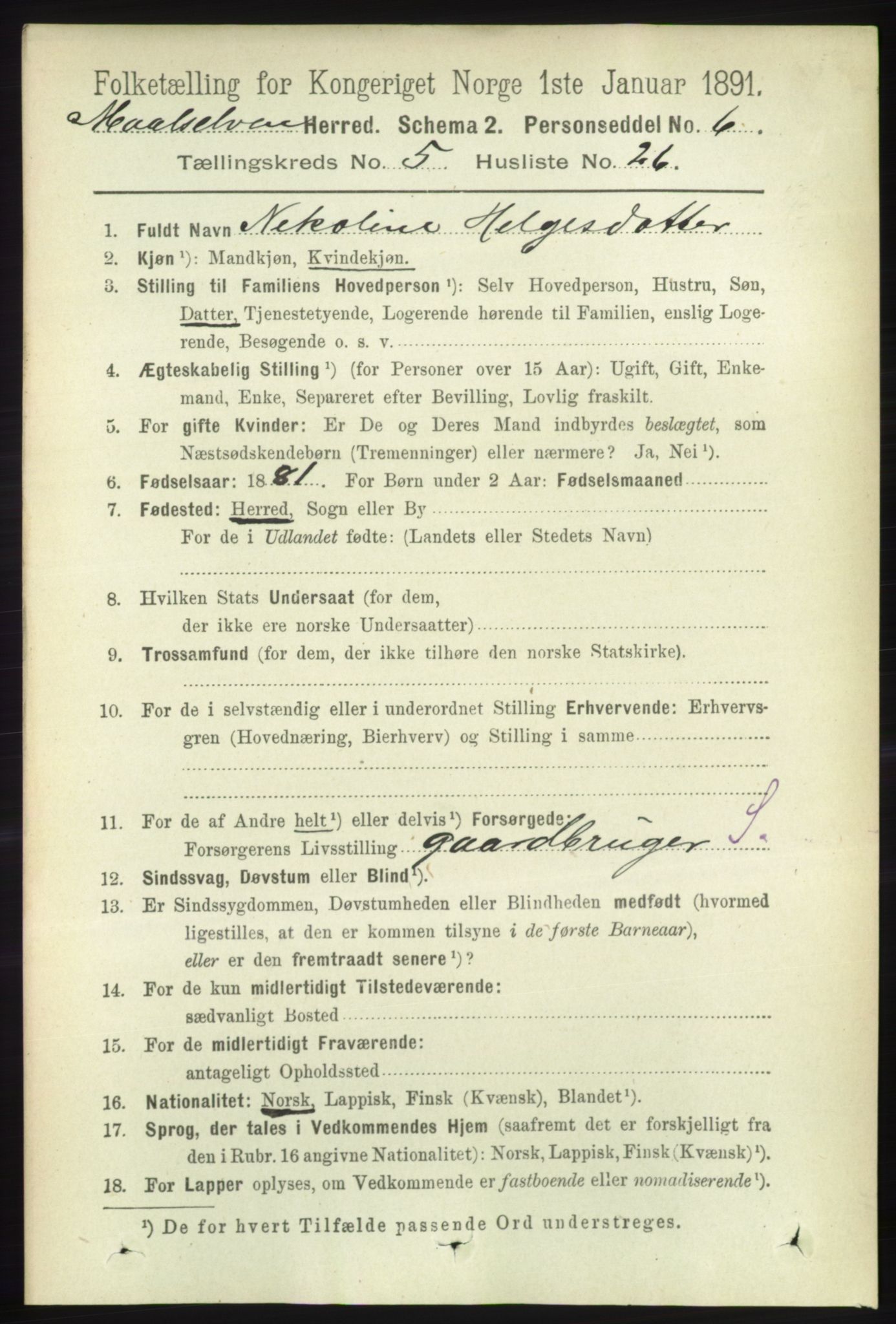 RA, 1891 census for 1924 Målselv, 1891, p. 1794