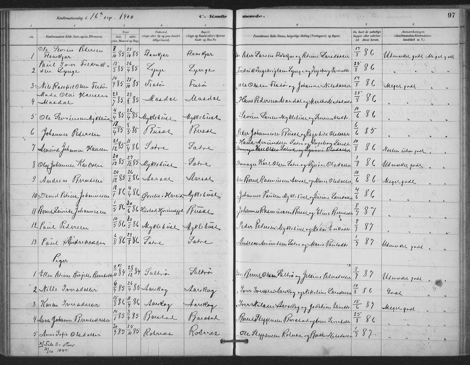 Ministerialprotokoller, klokkerbøker og fødselsregistre - Møre og Romsdal, AV/SAT-A-1454/514/L0199: Parish register (official) no. 514A01, 1878-1912, p. 97