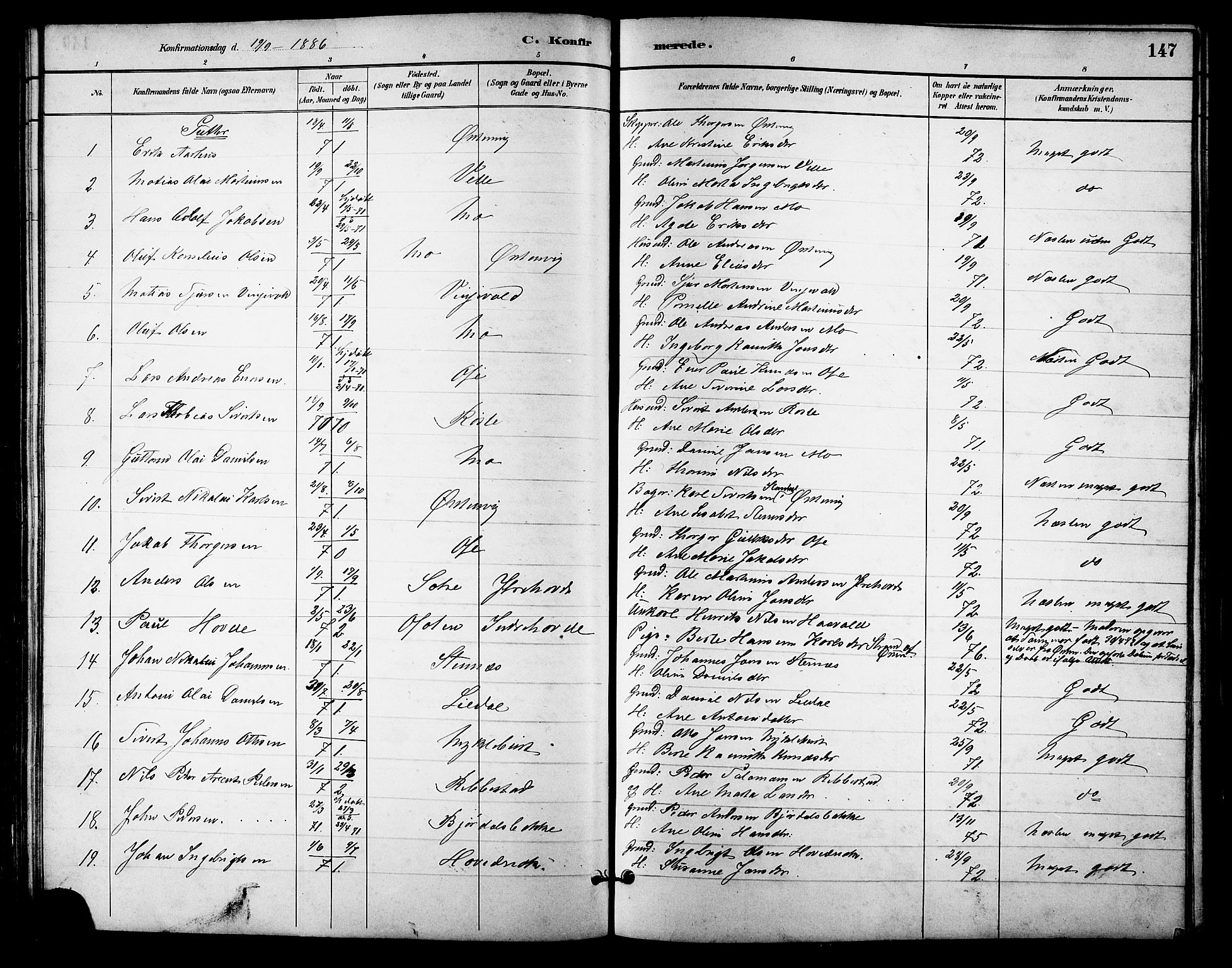 Ministerialprotokoller, klokkerbøker og fødselsregistre - Møre og Romsdal, AV/SAT-A-1454/513/L0189: Parish register (copy) no. 513C03, 1883-1904, p. 147